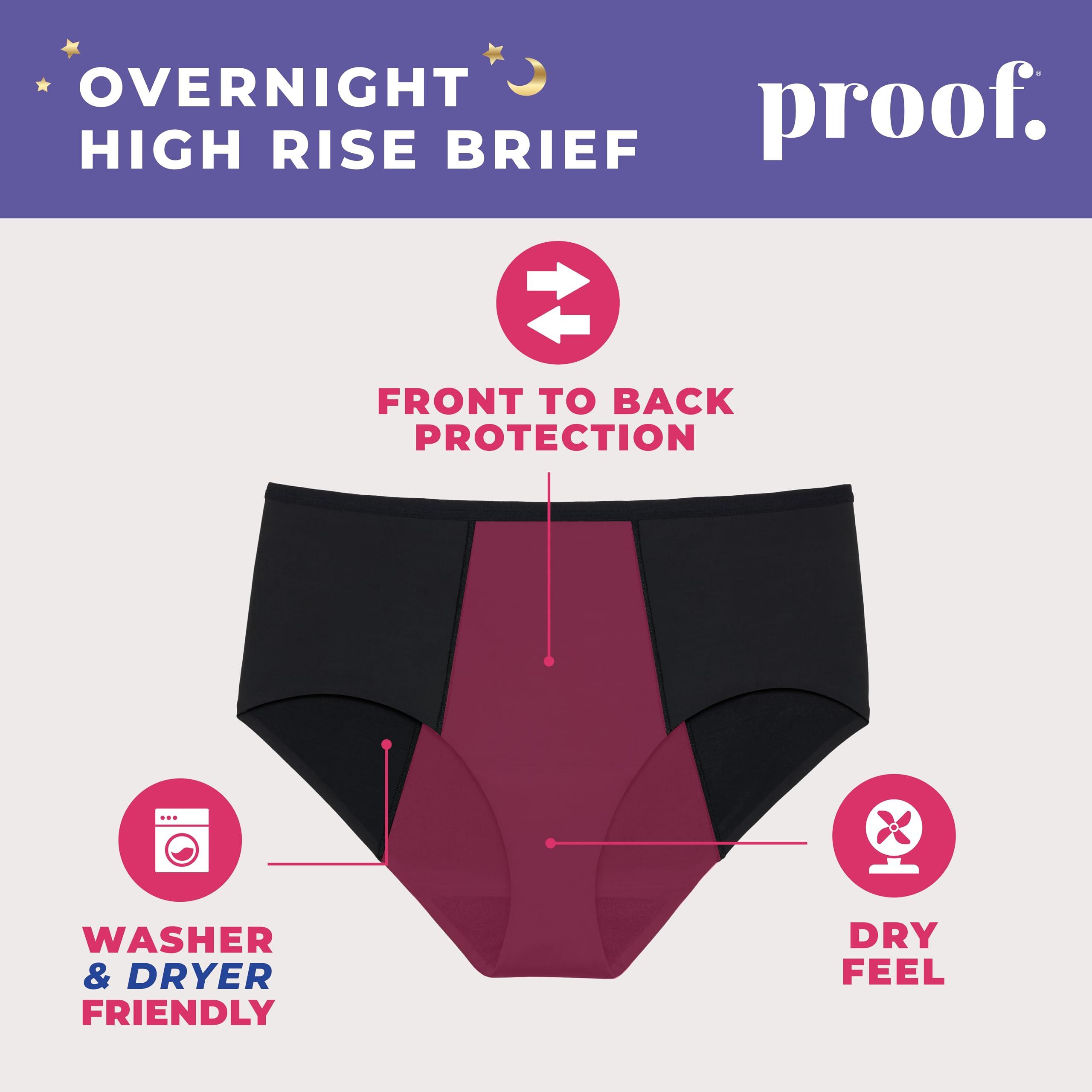 Proof. Proof. by Always Period Underwear 2pk Bundle, Super Heavy & Overnight High Rise Briefs - Medium - Washable Leakproof Period Panties for Women hold up to 7-9 Regular Tampons - Black