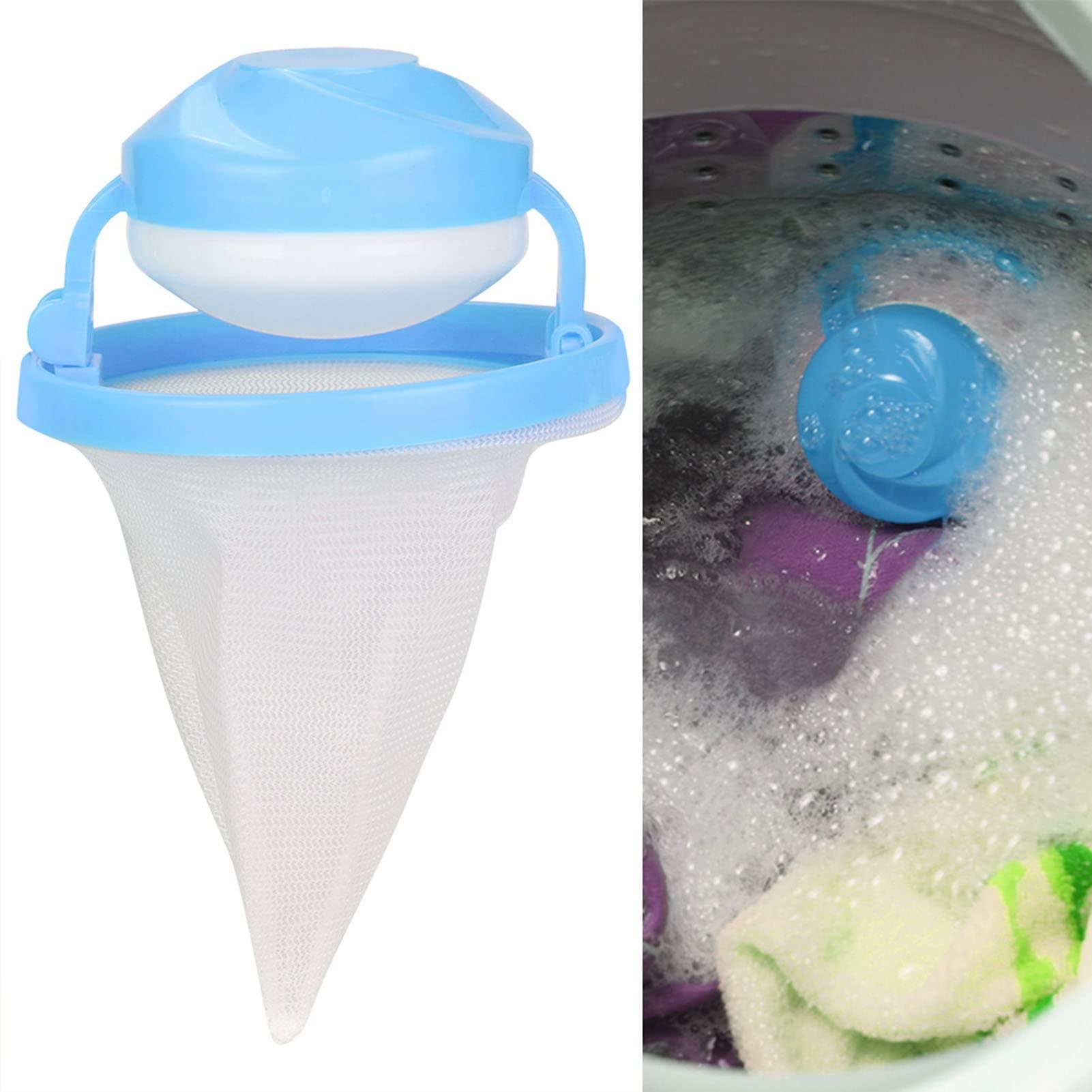 Jeffergarden Floating Lint Mesh Bag Pet Hair Collector Laundry Filter Bag for Washing Machine Washer Lint Catcher Hair Filter Net Pouch (Blue)