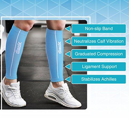 dimok dimok Calf Compression Sleeves Pair - Leg Compression Socks for Calves Running Women Men - Best for Shin Splint Muscle Pain Better Circulation (S/M)
