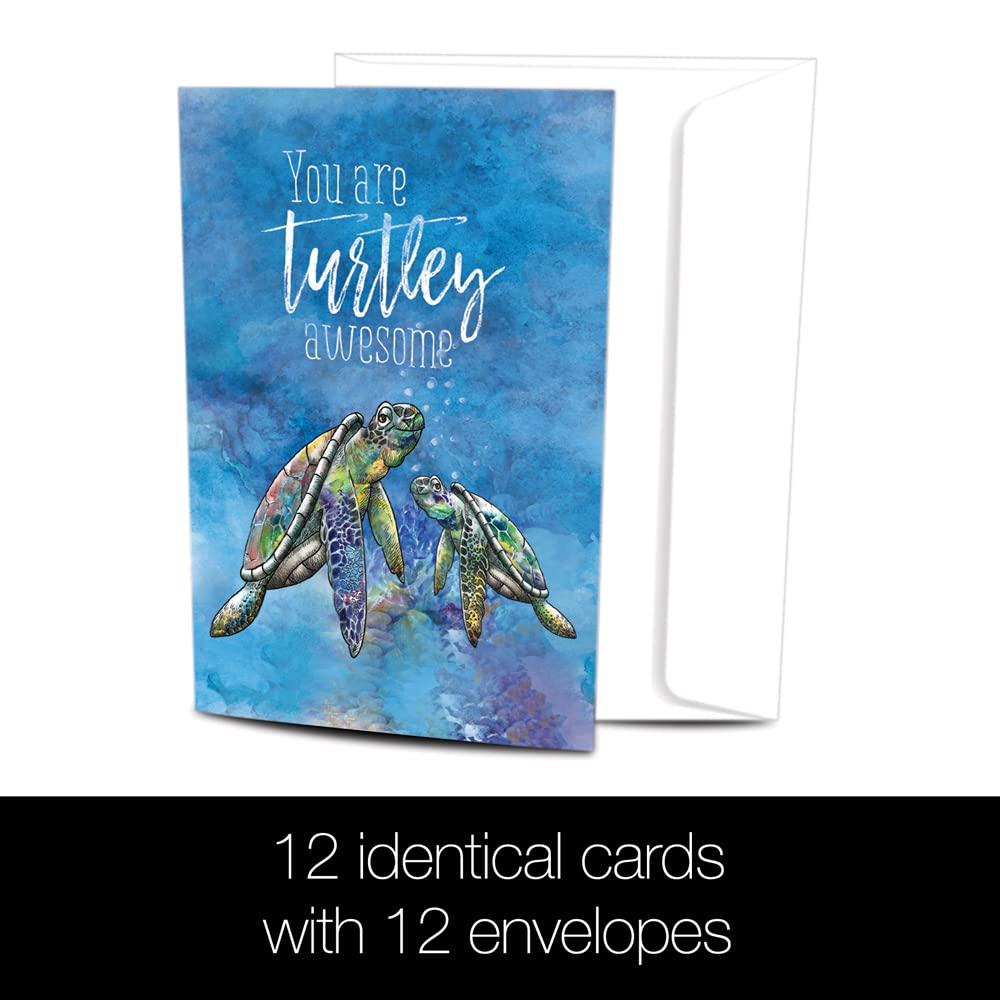 Tree-Free Greetings Tree-Free Greetings - All Occasion Cards - Artful Designs - 12 Cards + White Envelopes - Made in USA - 100% Recycled Paper - 4\"x6\" - Turtley Awesome (FS60010)