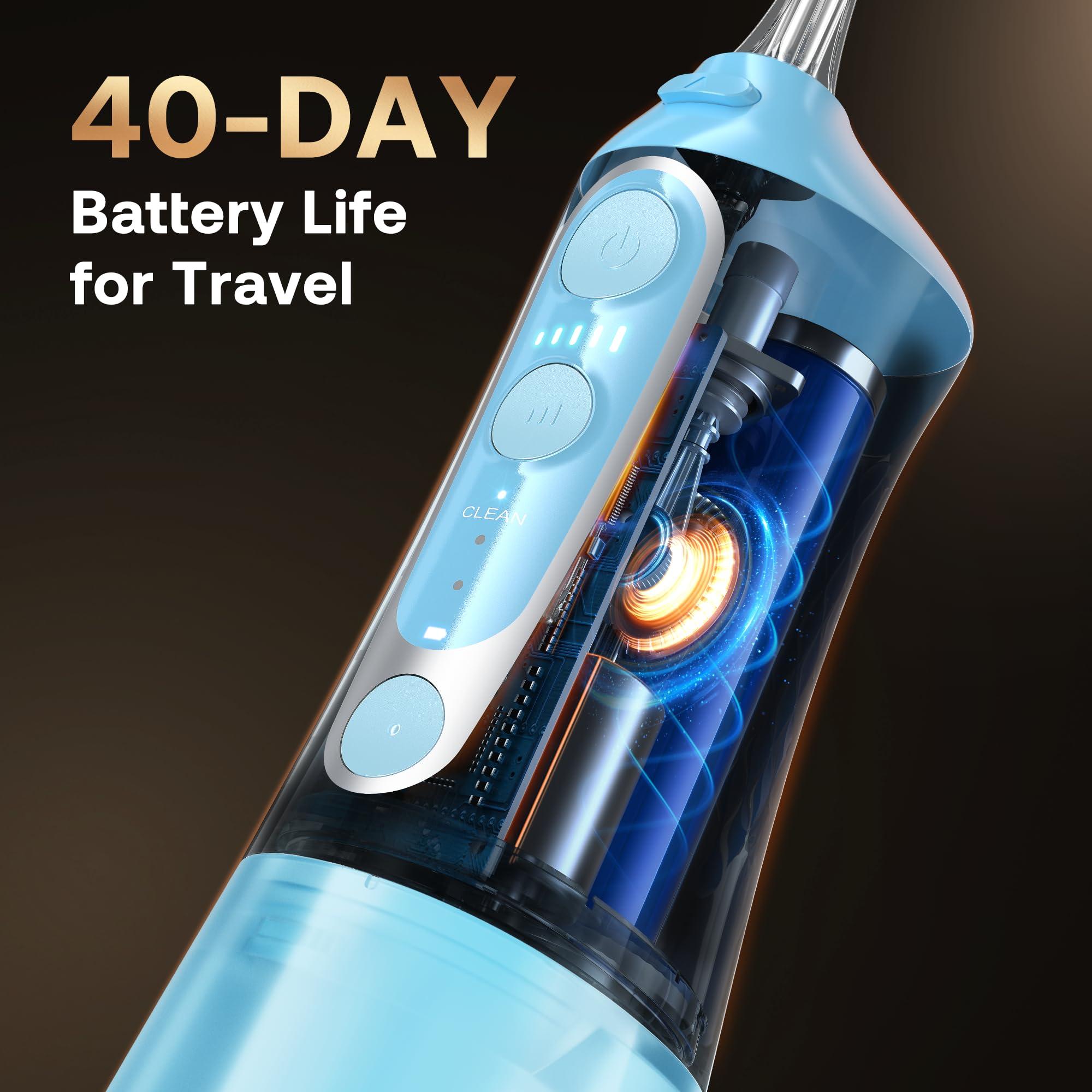 Bitvae Bitvae Water Dental Flosser Teeth Pick, Cordless Flosser for Travel with 6 Jet Tips, 3 Modes 5 intensities, IPX7 Waterproof Portable & Rechargeable Oral Irrigator Cleaner, Sky Blue