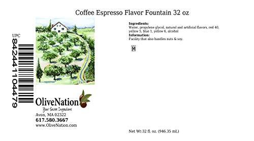 OLIVENATION OliveNation Coffee Espresso Flavor Fountain, Deep Coffee Flavor Water Soluble for Beverages, Ice Cream, Fillings, Soda - 32 ounces