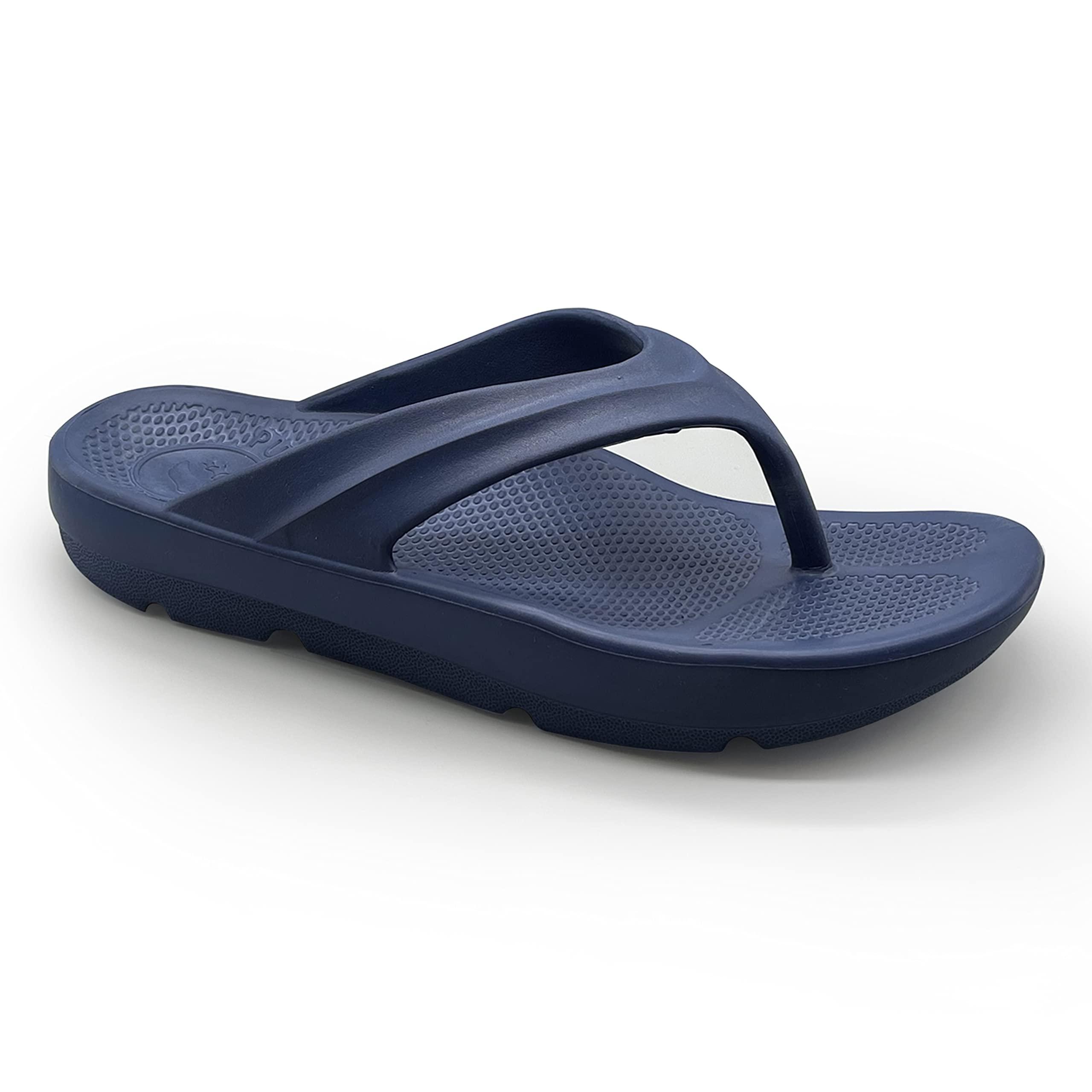 Pure Stride Pure Stride Therapeutic Flip Flops, Orthotic Thong Sandals for Plantar Fasciitis, Metatarsal and Heel Spurs, Feet Pain Relief and Arch Support - Navy, Men’s Size 13