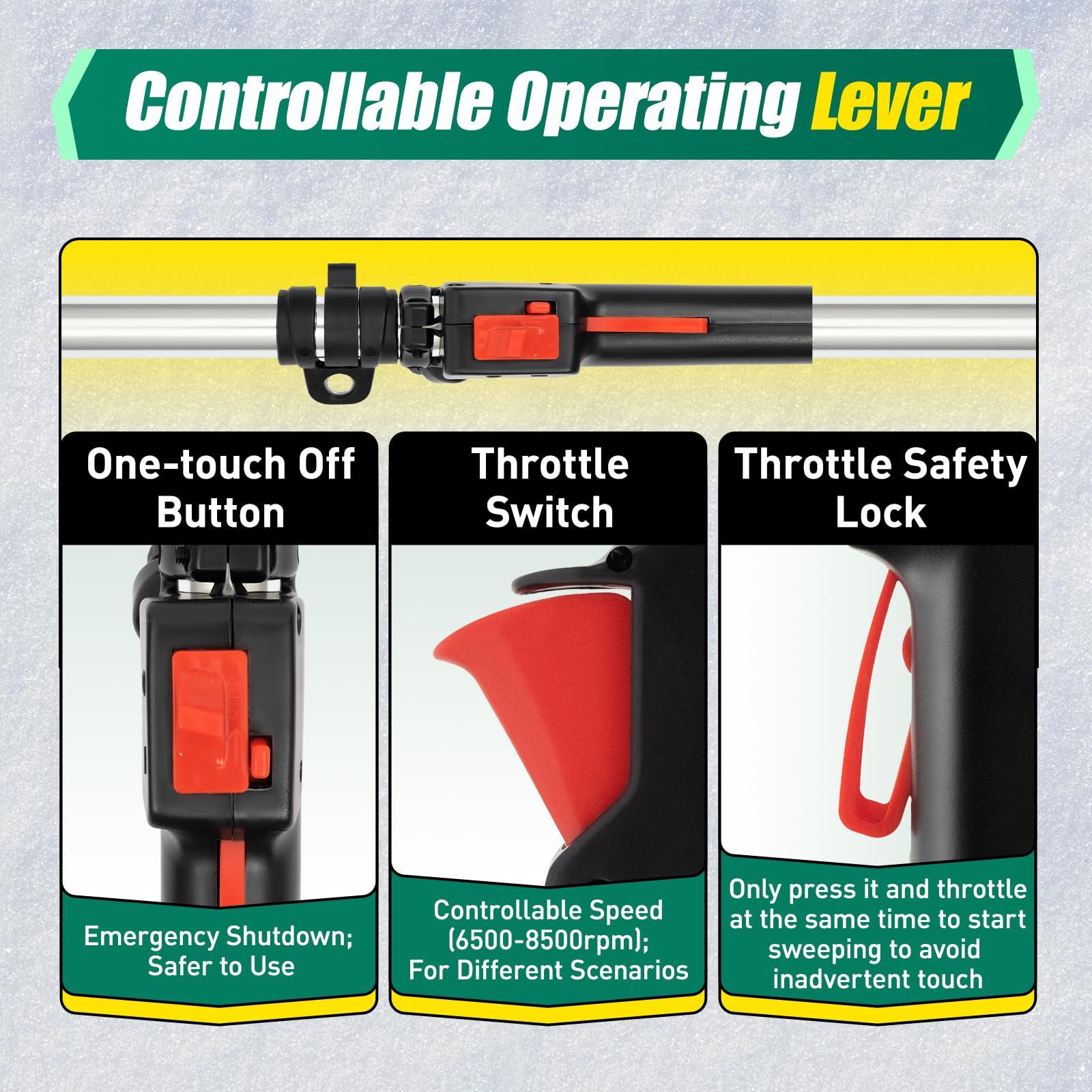 HuaShuani HuaShuani Artificial Grass Brush Electric Broom, Hand-Held Gas Sweeper 52cc 2.3 HP, Portable Nylon Brush Sweeper 2 Stroke 1700W, Gasoline Powered Cleaning Tools for Sweeping The Driveway Lawn