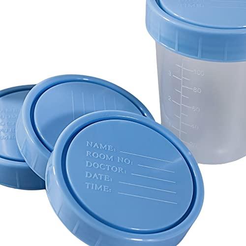 Vakly Specimen Cups With Leak Proof Screw on Lids - 4oz [Pack of 50] Clear Non-Sterile Urine Sample Jars - Containers for Safe Pee, Stool, Semen Sample Collection for Testing (50)