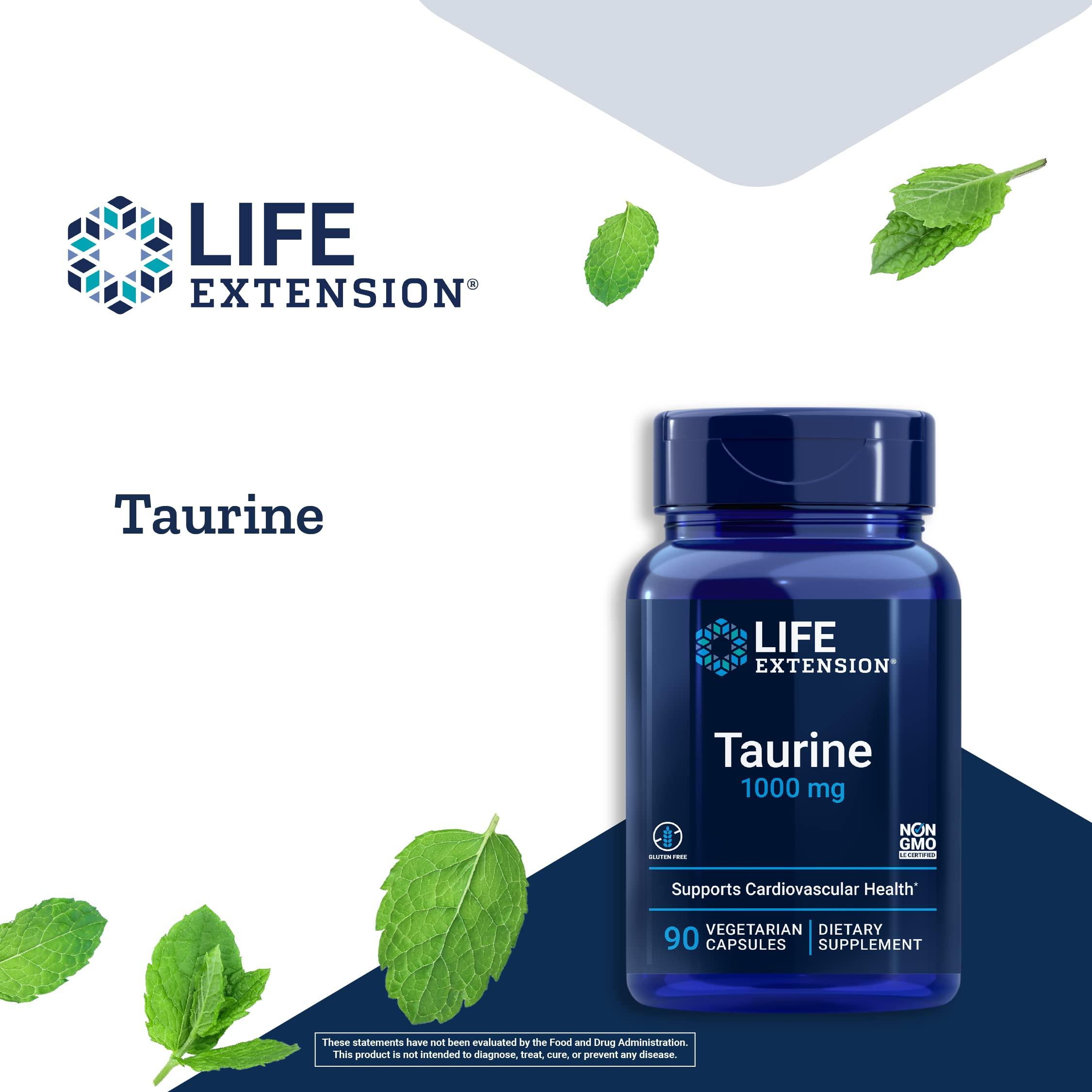 Life Extension Life Extension TMG 500 mg and Taurine 1000 mg Supplement Bundle - 60 Liquid Vegetarian Capsules and 90 Vegetarian Capsules
