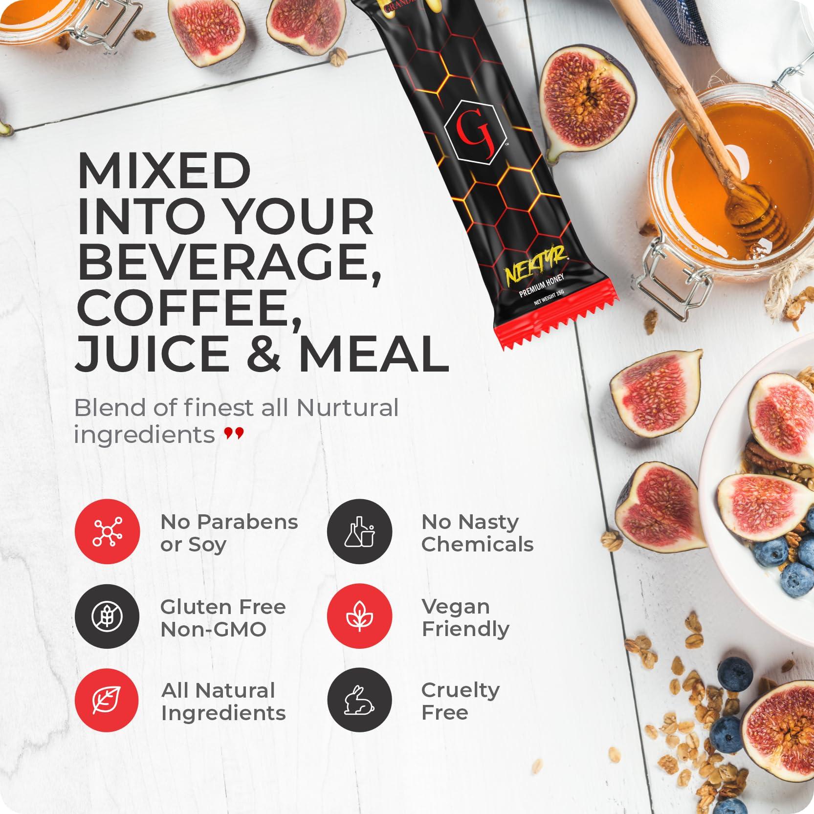 Grande Johnson Grande Johnson - Nektyr - Organic Premium Natural Pure Honey with Jelly Bee Pollen - Pack of 3