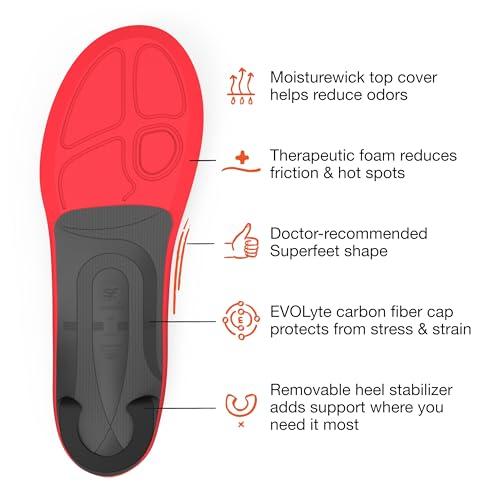 Superfeet Superfeet Run Pain Relief Insoles - Trim-to-Fit Foam & Carbon Fiber Shoe Inserts - High Arch Support for Plantar Fasciitis - Professional Grade