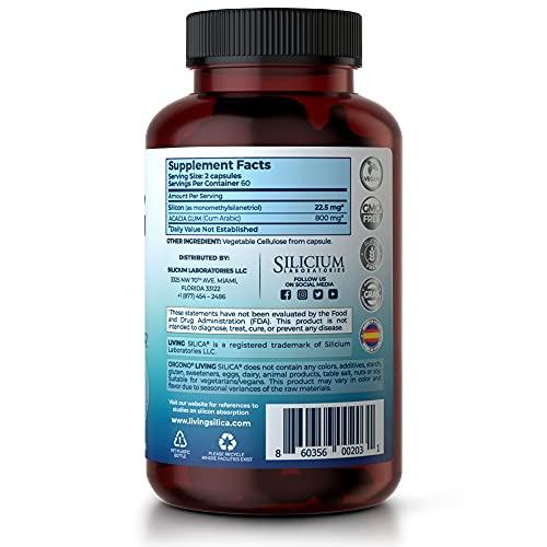Orgono Living Silica Living Silica Collagen Booster Capsules | Ultra High Absorption | Supports Healthy Collagen and Elastin Production for Joint & Bone Support, Glowing Skin, Strong Hair & Nails (120 Count)