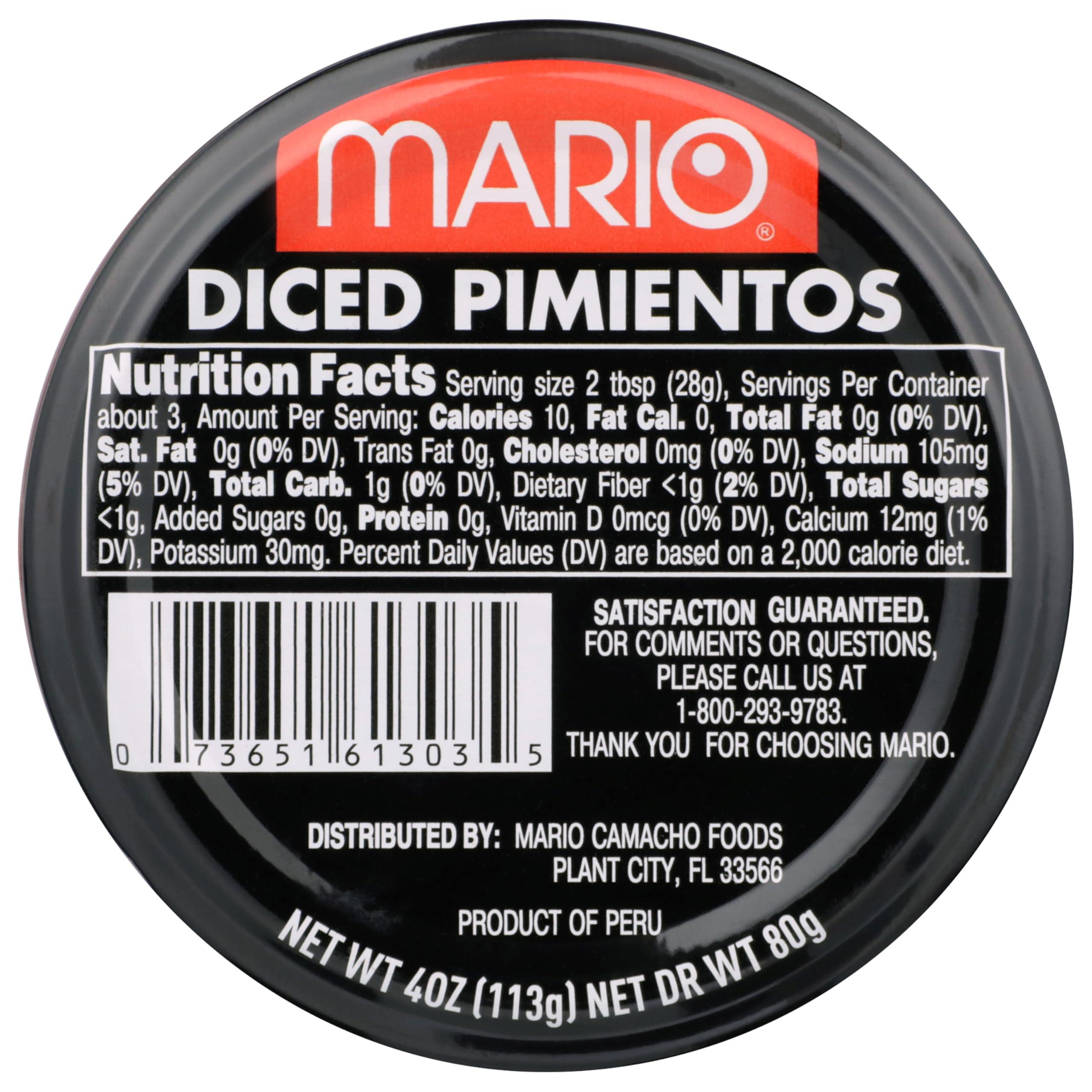 Mario Mario Camacho Pimientos Diced, 4-Ounce (Pack of 12)