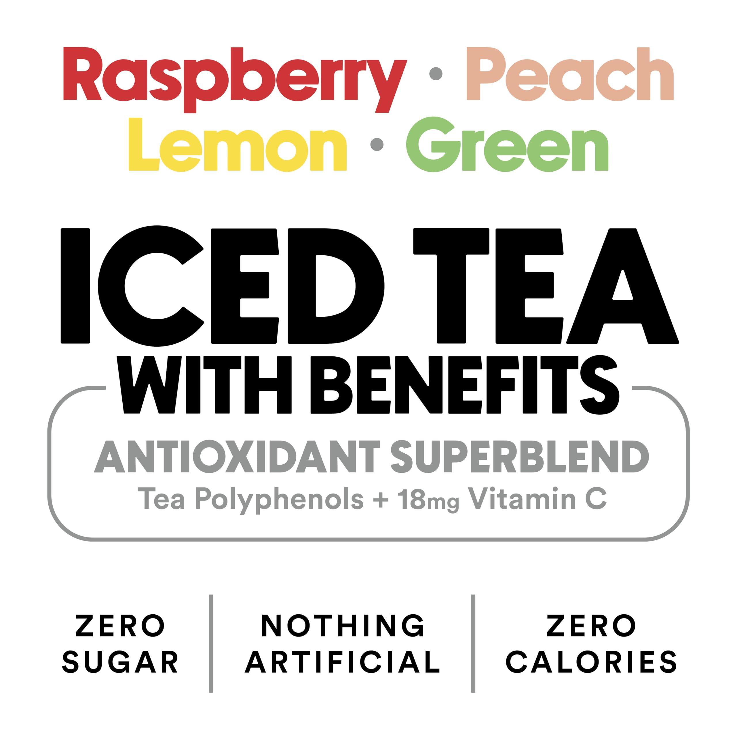 The Ryl Co Ryl Iced Tea, Variety Pack, Antioxidant Superblend, Zero Sugar, Low Carb, Zero Calorie Iced Tea, 16.0 Fl Oz (12-Pack)