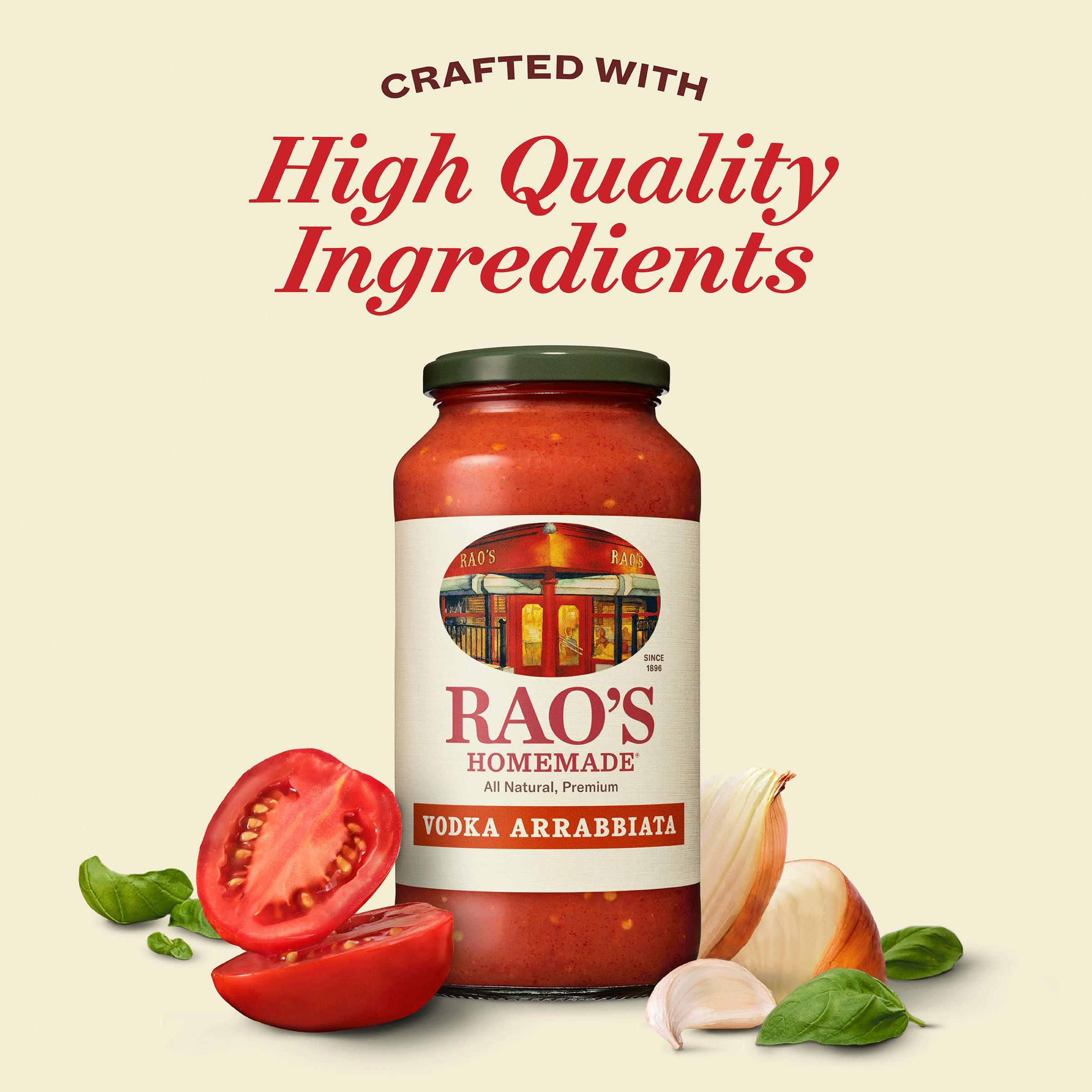 Rao\'s Rao\'s Homemade Vodka Arrabbiata Sauce, 24 oz, Tomato Sauce, Spicy, All Purpose, Keto Friendly Pasta Sauce, Premium Quality Tomatoes from Italy and Crushed Red Pepper