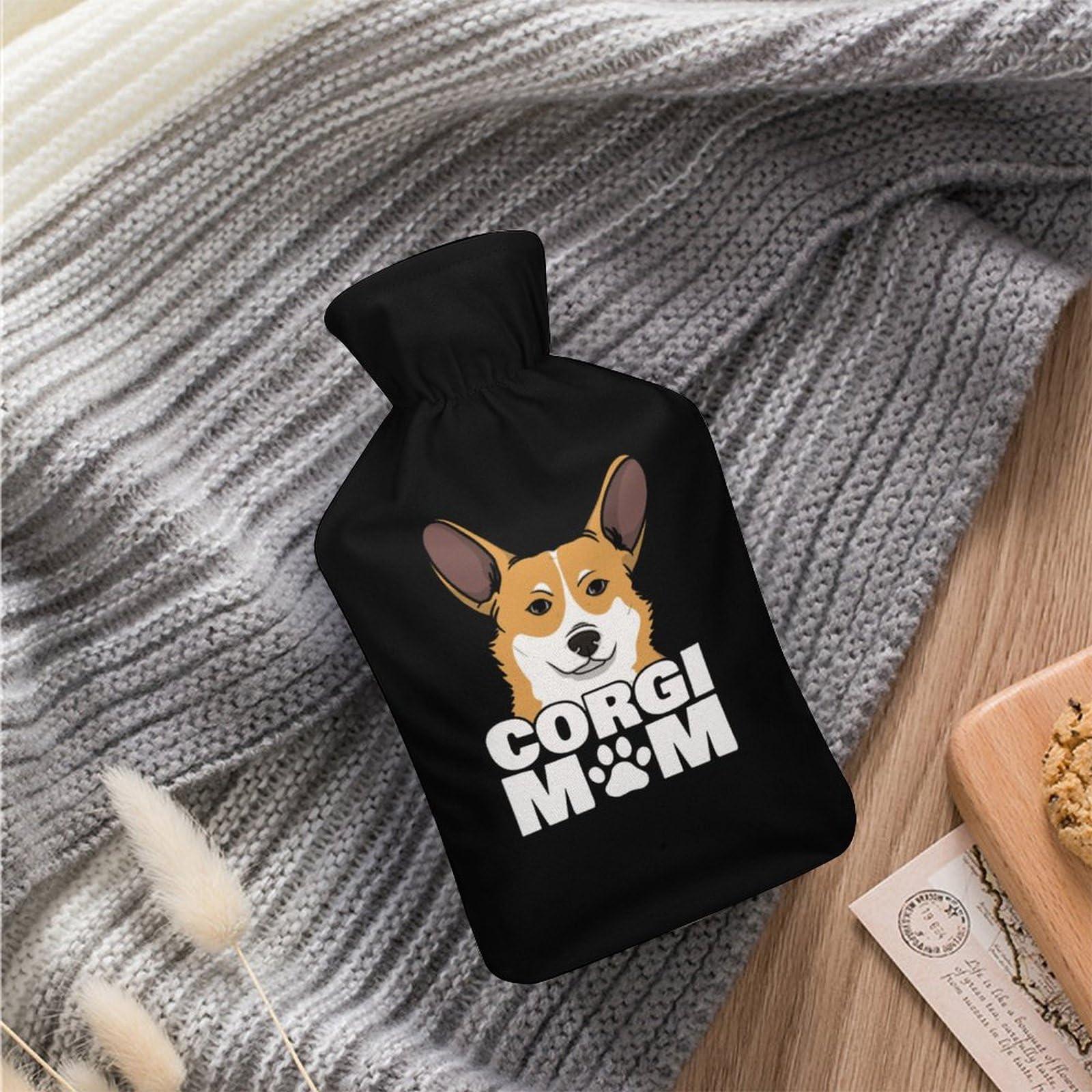 XKAWPC Corgi Dog Mom Hot Water Bottle with Cover Hot Water Bag for Hand & Feet Warmer