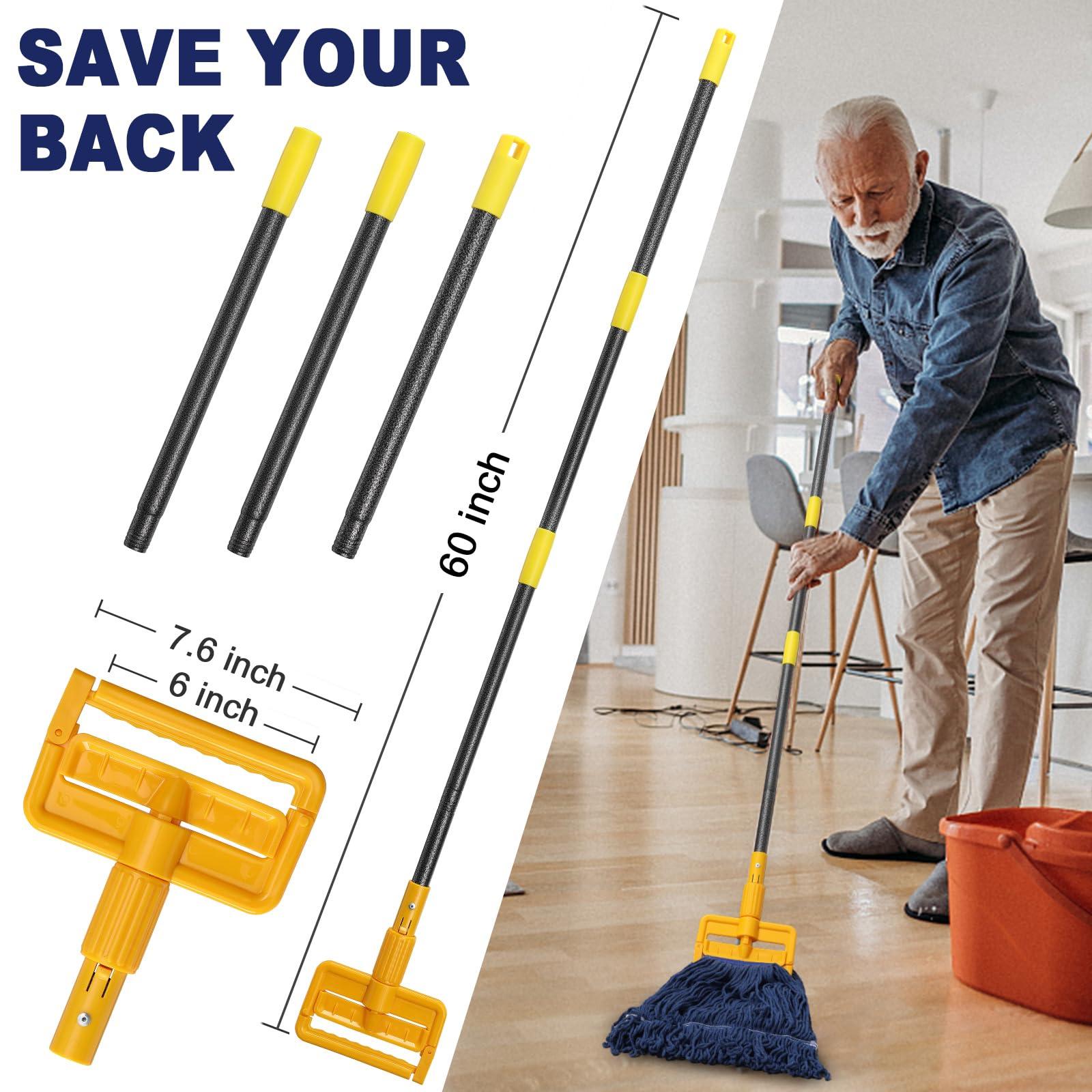 COCONUT COCONUT Mop Handle Commercial Heavy Duty, 60 inch Mop Stick Replacement Metal Adjustable Mop Pole for Industrial Household Floor Cleaning, 2 Pack