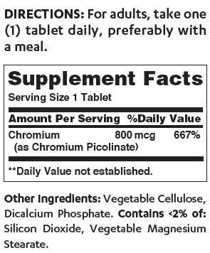 Vitamin World Vitamin World Mega Chromium Picolinate 800 mcg. 180 Tablets, Trace Mineral Supplement, Yeast-Free, Vegetarian, Gluten Free