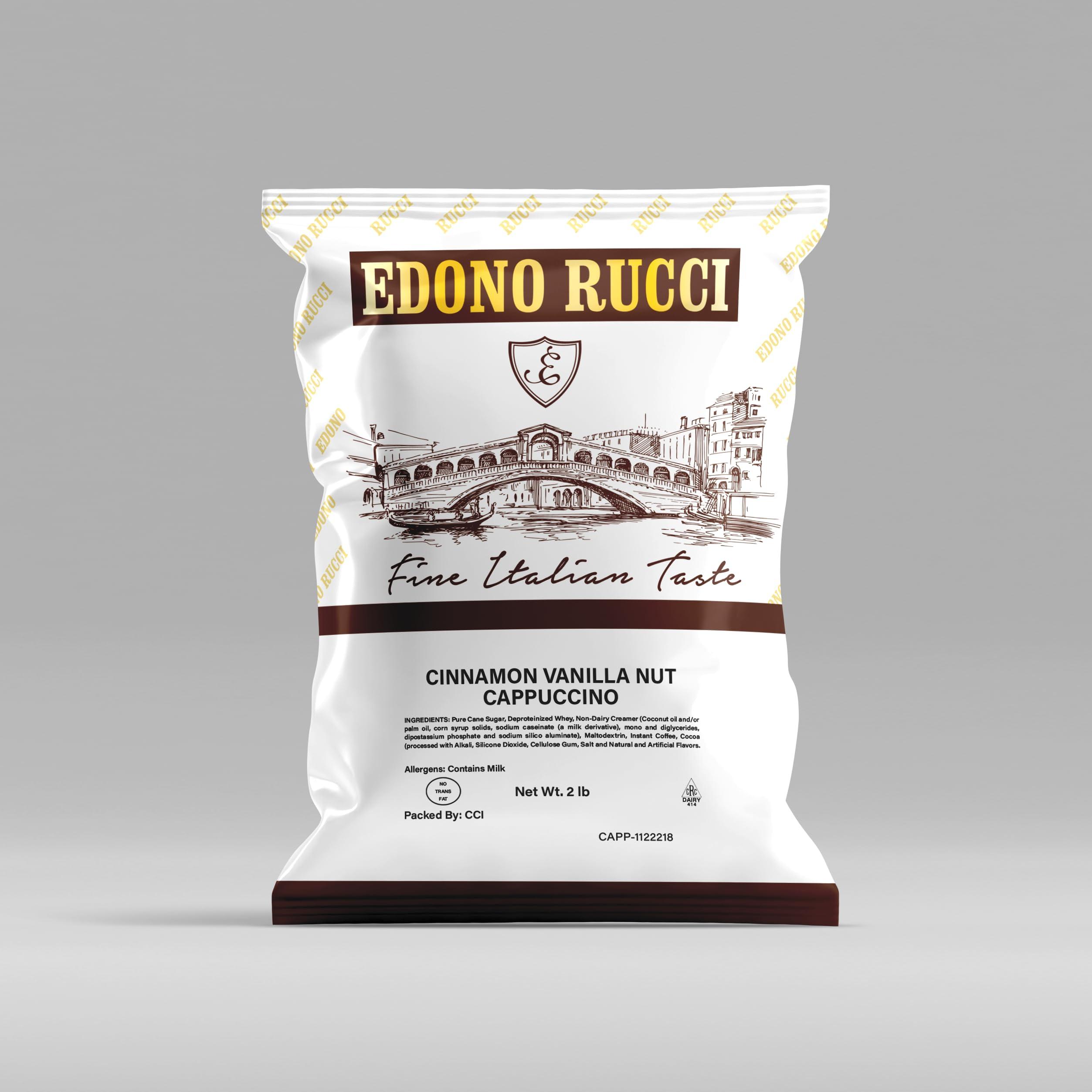 Corim Industries Edono Rucci Cinnamon Vanilla Nut Powdered Cappuccino Mix, 4 bags (2lbs Each)