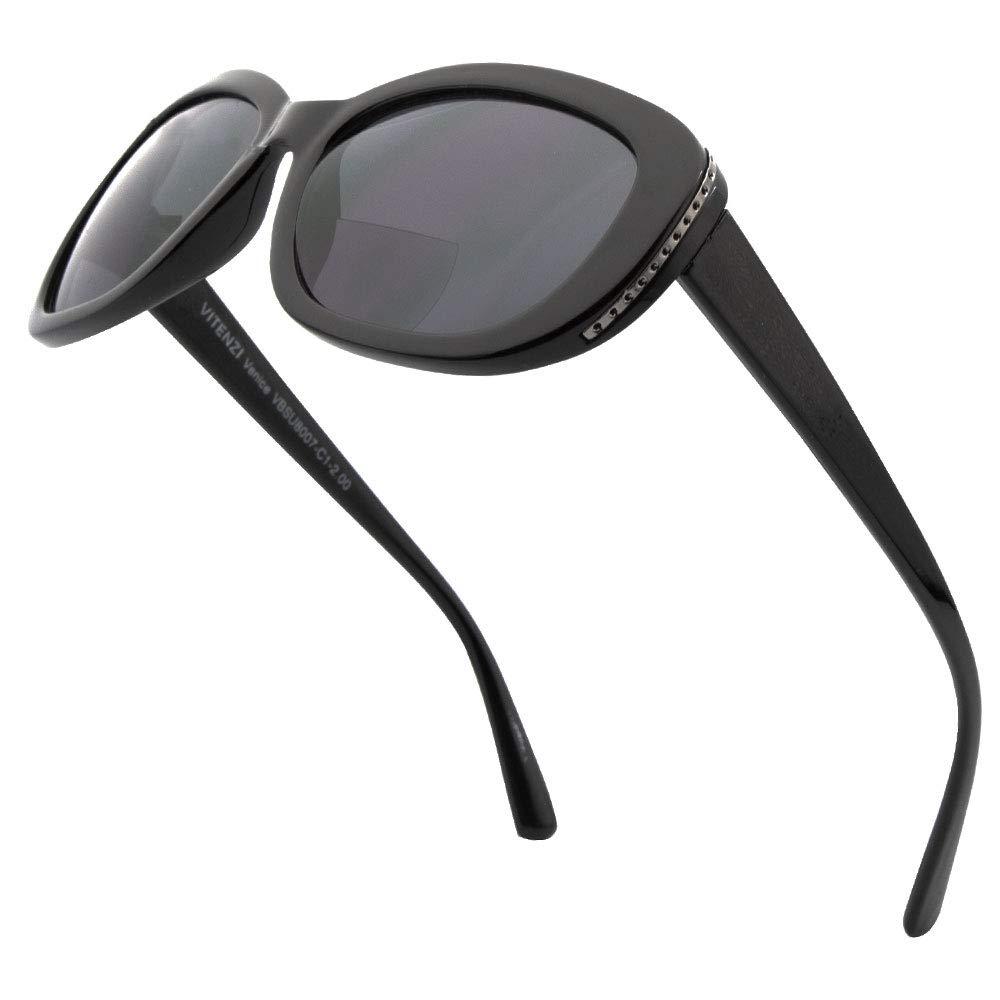 VITENZI VITENZI Sunglasses with Readers for Women, Reader Sunglass with Bifocals, Vintage Tinted Reading Sun Glasses, Venice in Black