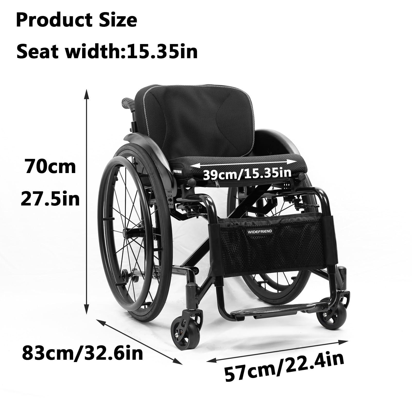 Atduglanix All-Terrain Ultra Lightweight Sports Wheelchair Foldable Adjustable Footrest and Seat Height, Handbrakes,Suitable for Teenagers, Adults, Seniors(Purple1,Seat Width 39cm/15.35in)