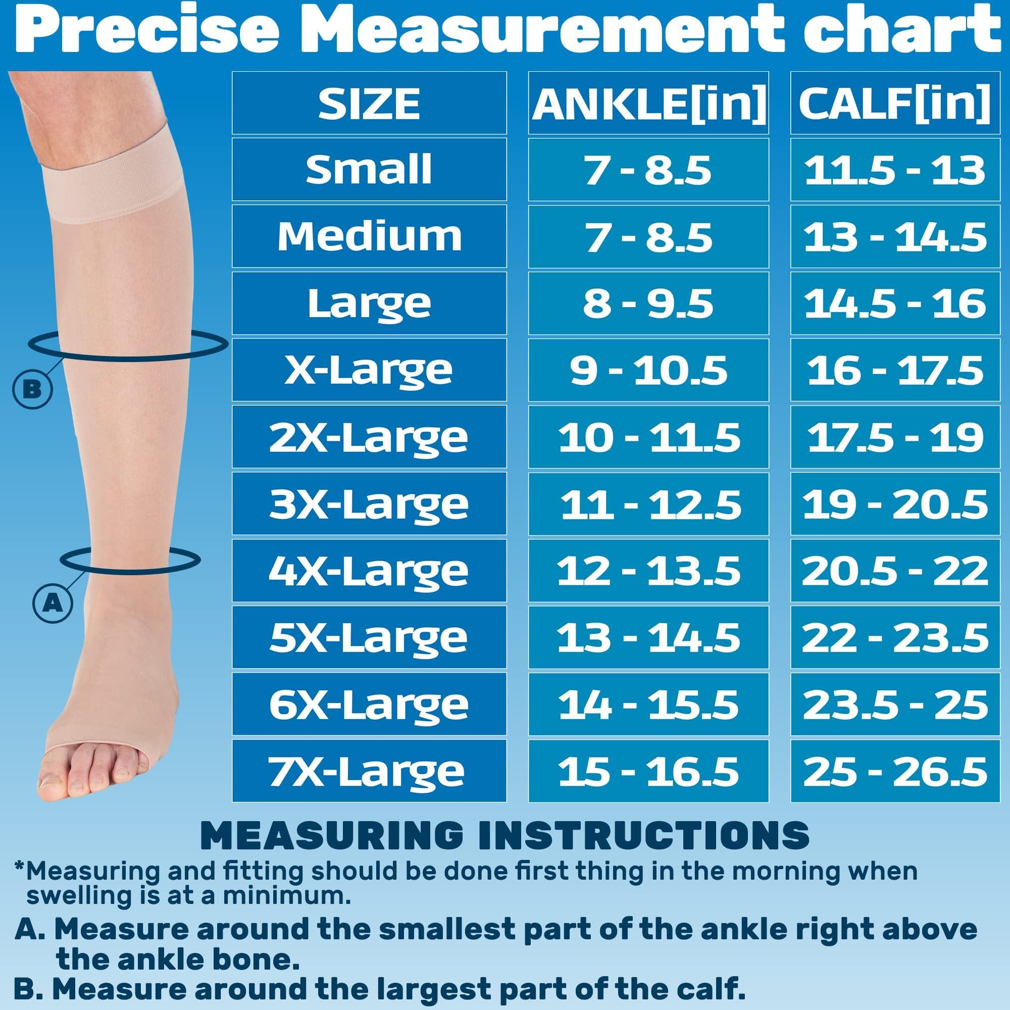 ABSOLUTE SUPPORT ABSOLUTE SUPPORT Plus Size Sheer Compression Socks for Women 15-20mmHg, Made in USA, Extra Large Womens Compression Stockings with Open Toe for Swelling, Edema, Fatigue during Travel, Nude, 7X-Large