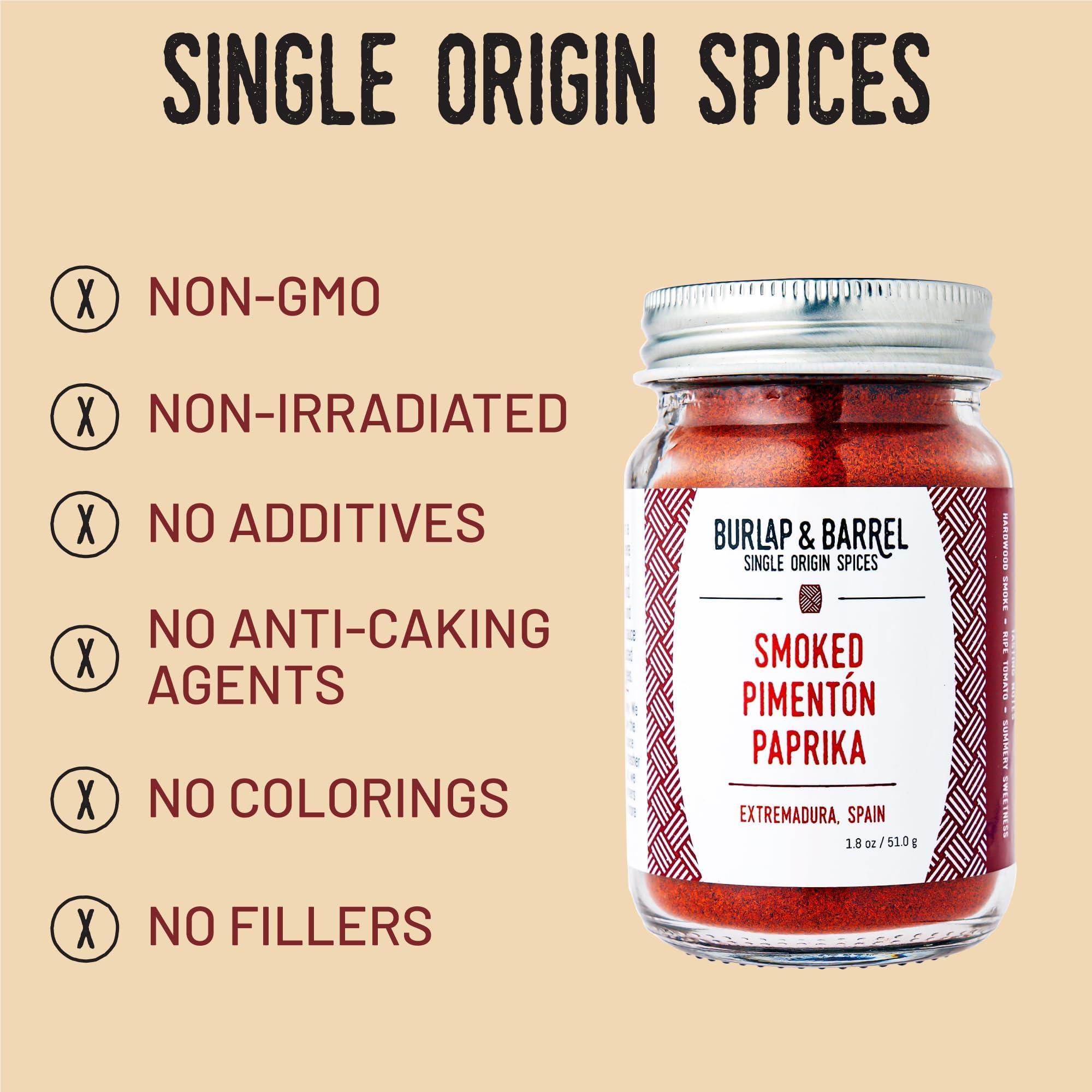 Burlap & Barrel Burlap & Barrel Smoked Pimentn Paprika - As Seen On Shark Tank! - Rich, Smoky Flavor, Savory Depth With Mild Heat - Smoked Paprika Powder, Paprika Seasoning - 1.8oz Glass Jar