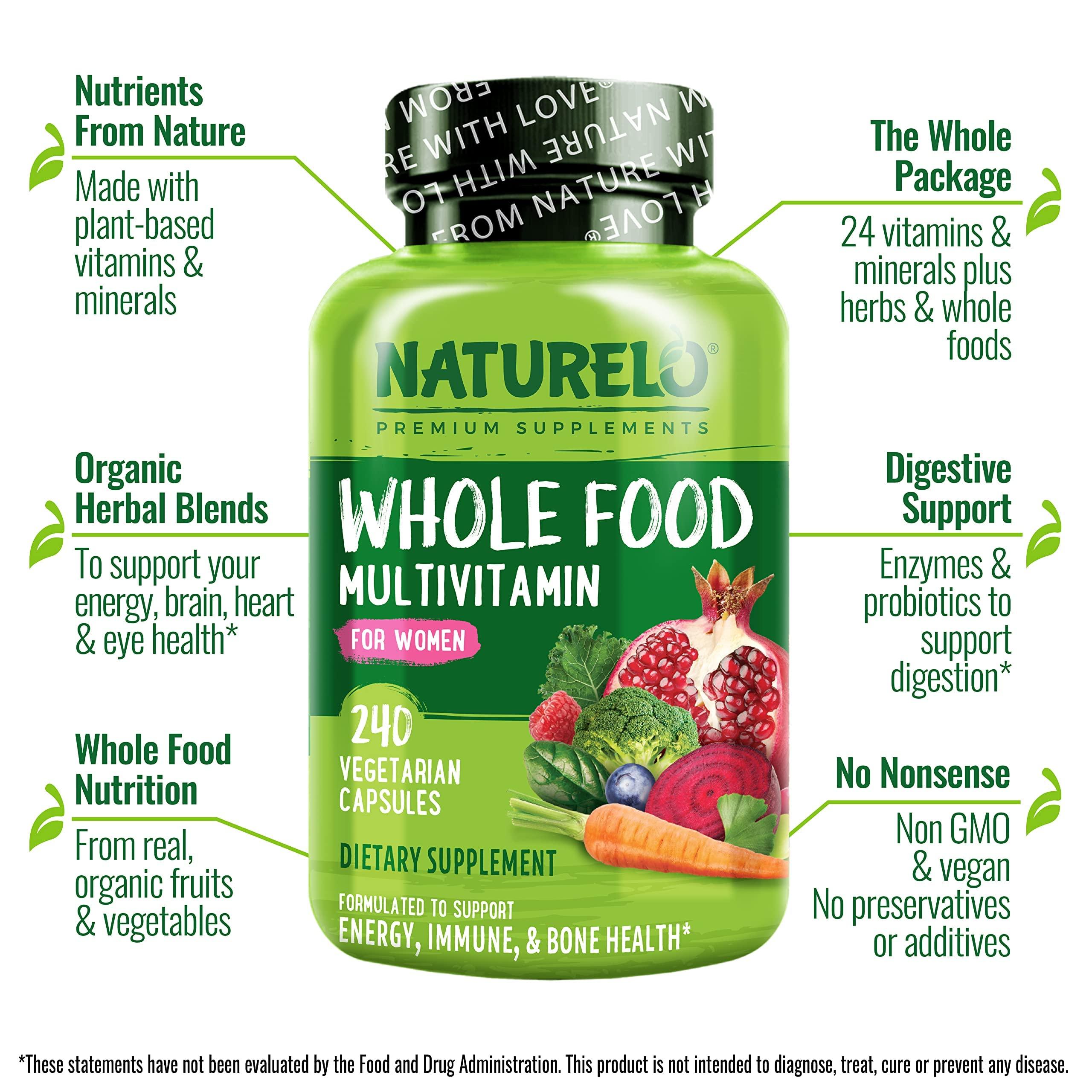 NATURELO NATURELO Whole Food Multivitamin for Women, 240ct Whole Food Multivitamin for Men, 240ct
