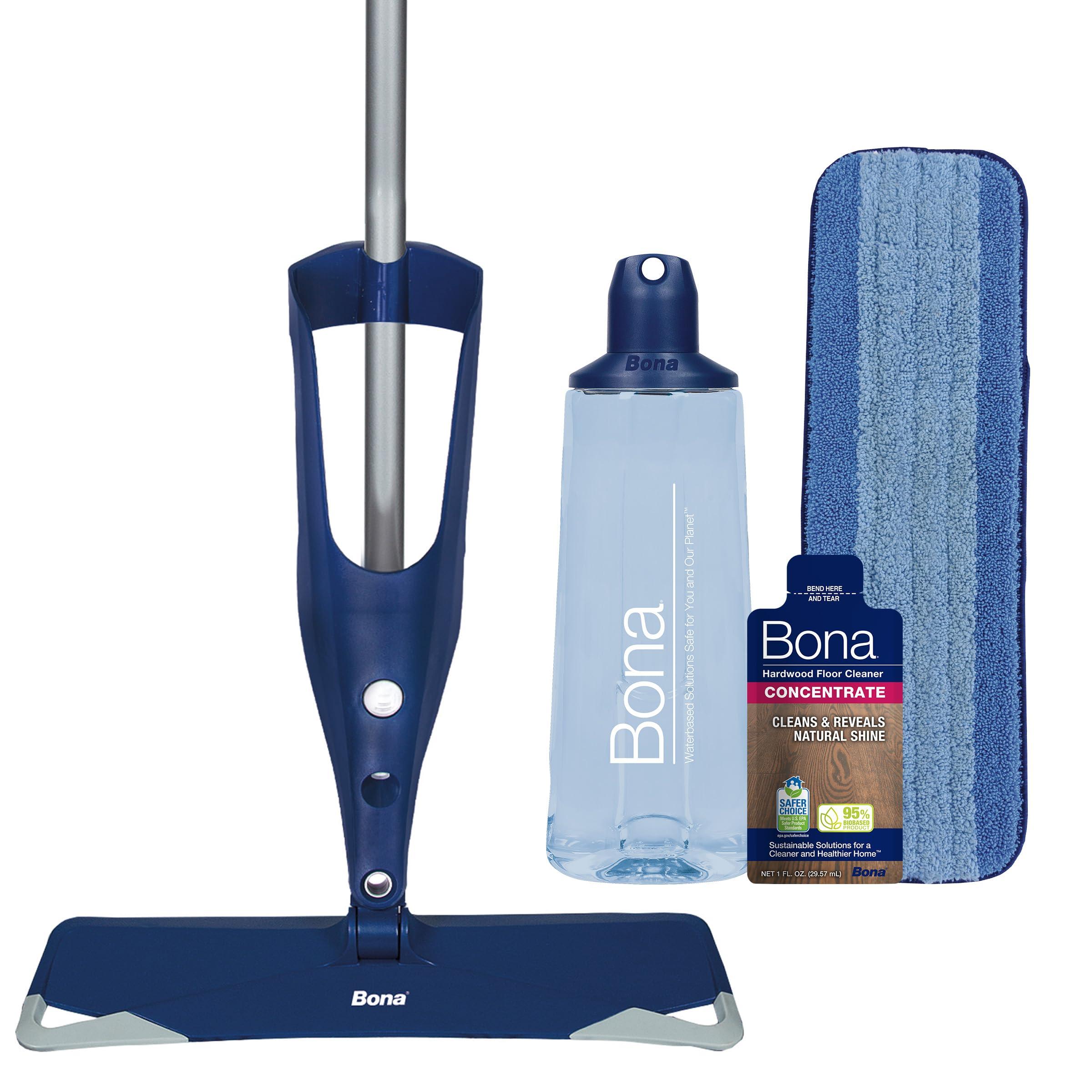 Bona Bona Hardwood Floor Premium Spray Mop - Includes Wood Floor Cleaning Concentrate and Machine Washable Microfiber Cleaning Pad - Dual Zone Cleaning Design for Faster Cleanup