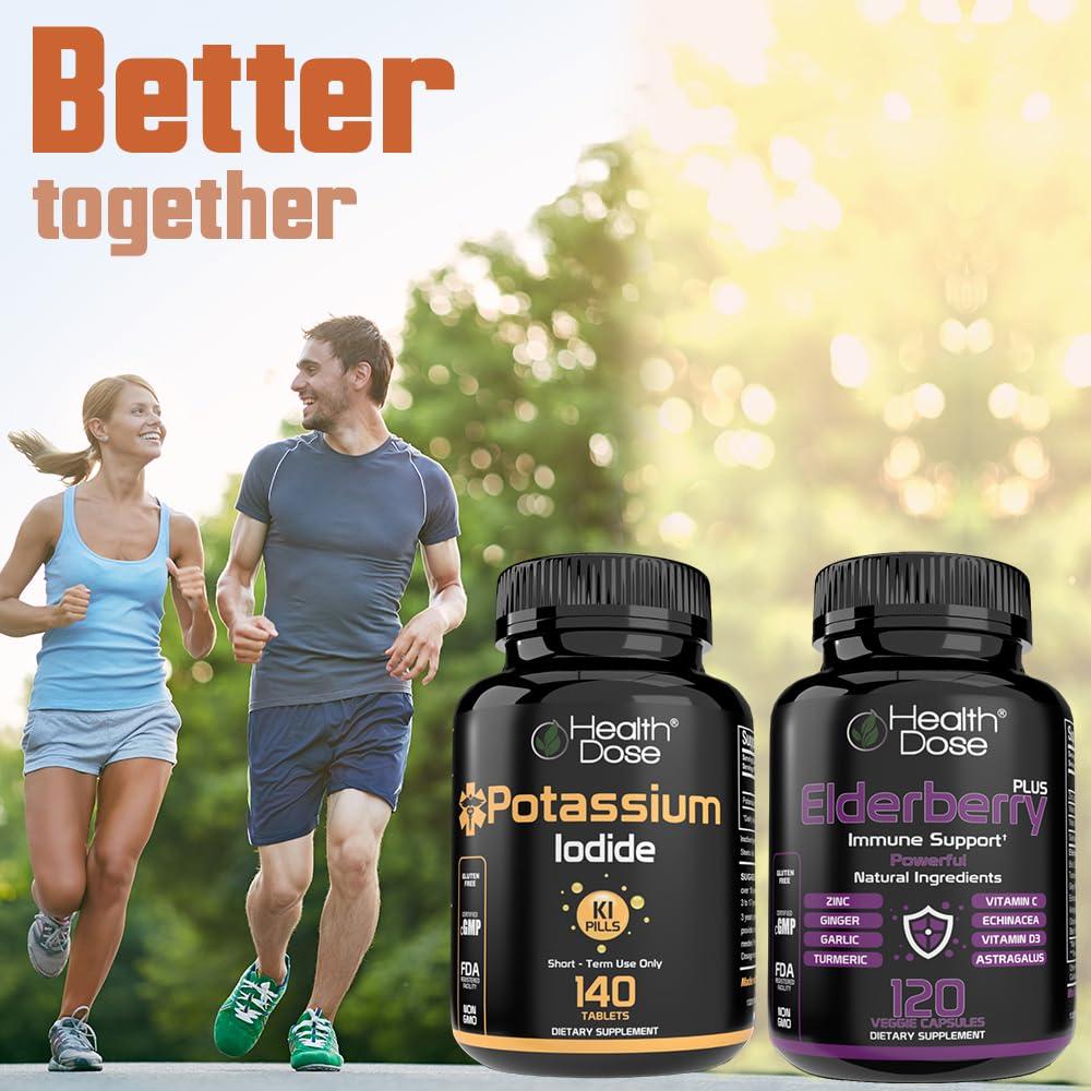 Health Dose Health Dose Potassium + Iodide (KI) Tablets 130mg 140 Tablets for Thyroid Support, Cellular Metabolism & Electrolyte Balance Non-GMO, Gluten-Free, GMP Certified, Pack of 2