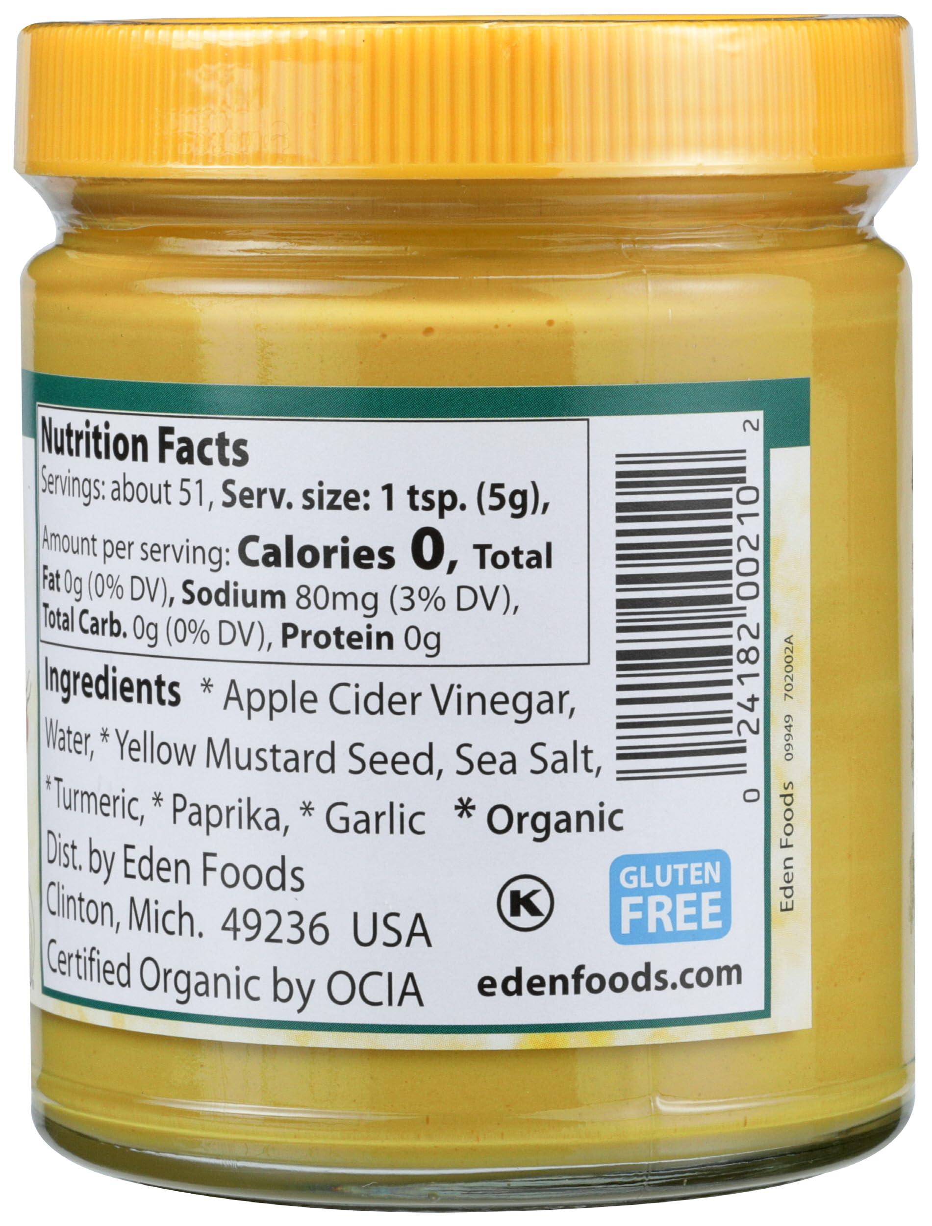 Eden Eden Organic Yellow Mustard, 9 oz Glass Jar, Stone Ground, with Apple Cider Vinegar
