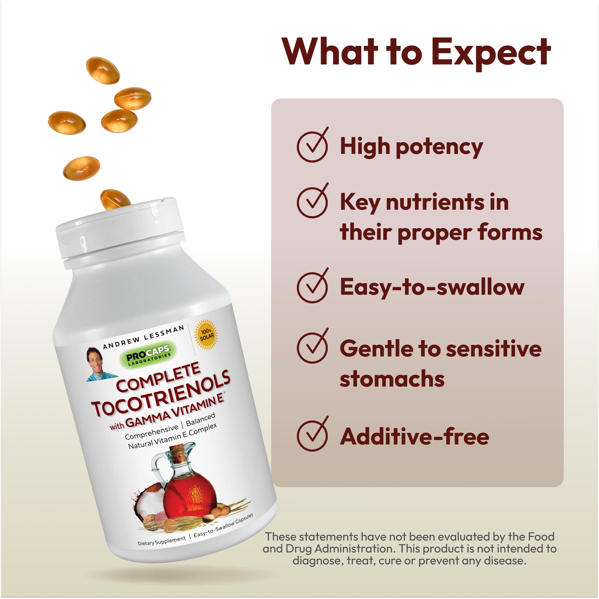 ANDREW LESSMAN Andrew Lessman Complete Tocotrienols with Gamma Vitamin E 240 Softgels  Eight Forms of Vitamin E (Alpha, Beta, Gamma & Delta Tocopherols and Tocotrienols). Powerful Anti-oxidant. No Additives