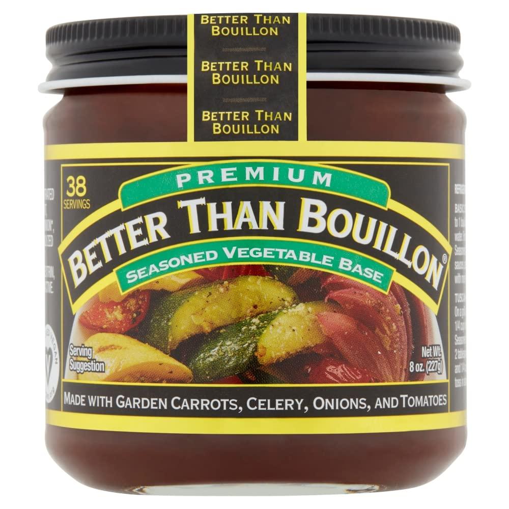 Better Than Bouillon Better Than Bouillon Premium Seasoned Vegetable Base, Blendable Base for Added Flavor, 38 Servings Per Jar (8 Ounce (Pack of 4))