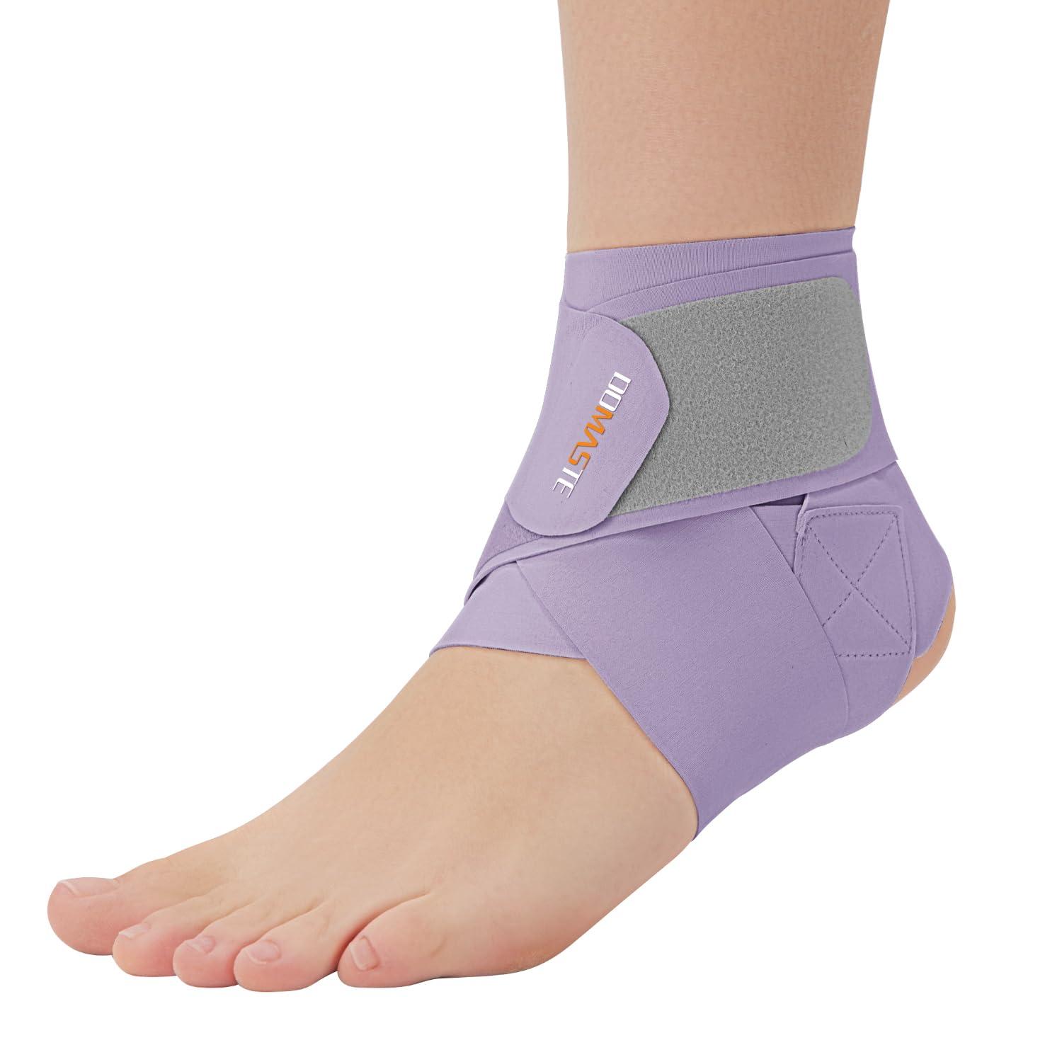 Domaste Domaste Ultra Thin Ankle Wraps Ankle Brace for Men Women, Adjustable Ankle Straps for Arch, Sprained Foot, Tendinitis, Football, Basketball, RunningViolet, Pack of 1