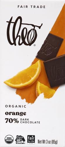 THEO Theo Orange Organic Dark Chocolate Bar, 70% Cacao, 1 Bar | Vegan, Fair Trade