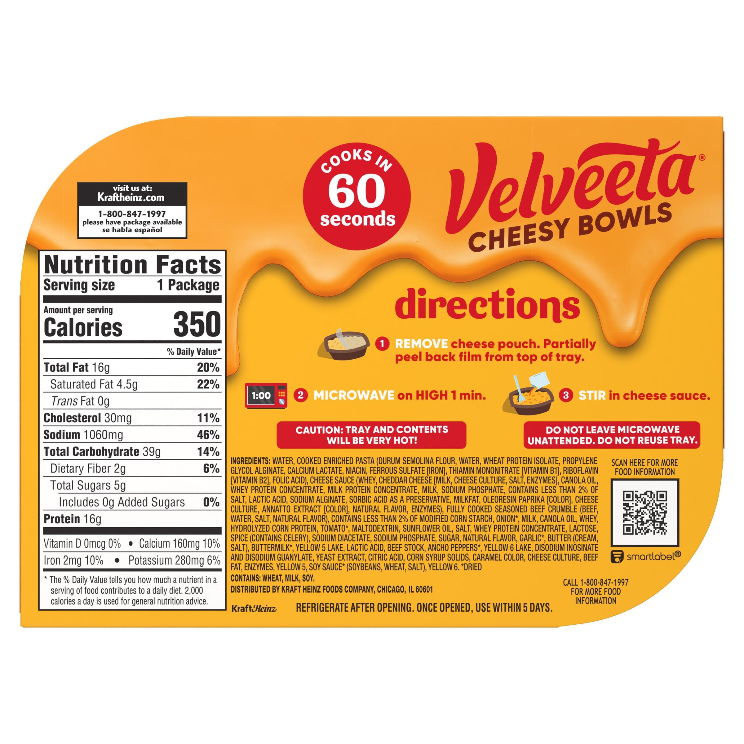 Velveeta Velveeta Cheesy Bowls Ultimate Cheeseburger Mac Microwave Meal, 9 oz Tray
