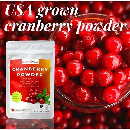 powbab powbab Cranberry Powder from 100% USA Grown Organic Dried Cranberries. No Added Sugar. Pure Fruit, Unsweetened Cranberry Supplement for Urinary Tract Health for Women. Not Freeze Dried. (3.5 Oz)
