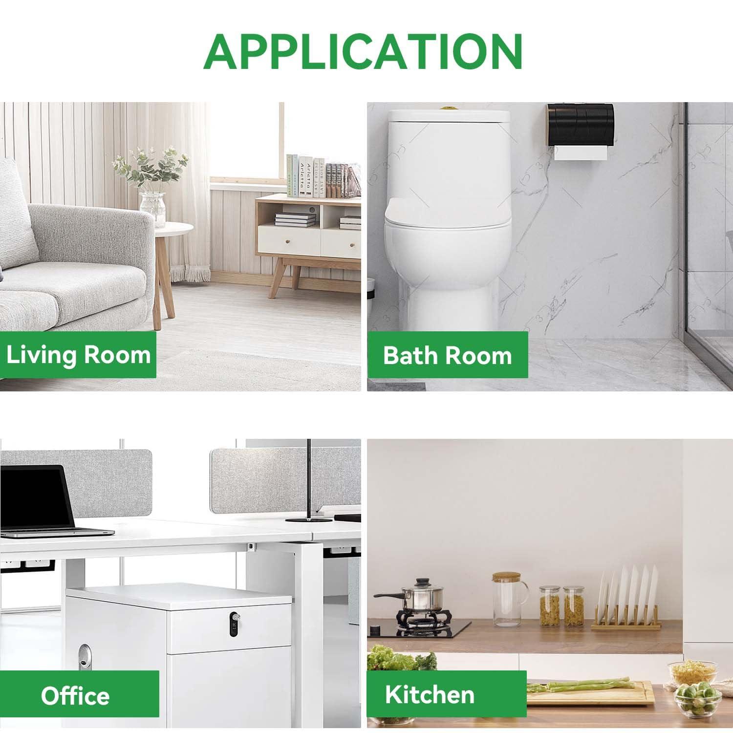 WAIKAS Waikas 8 Gallon Trash Bags, Drawstring Garbage Bags, 1.32Mil Thickness, 55 * 70cm, 9.9g/pcs, Pack of 34, Unscented, Black