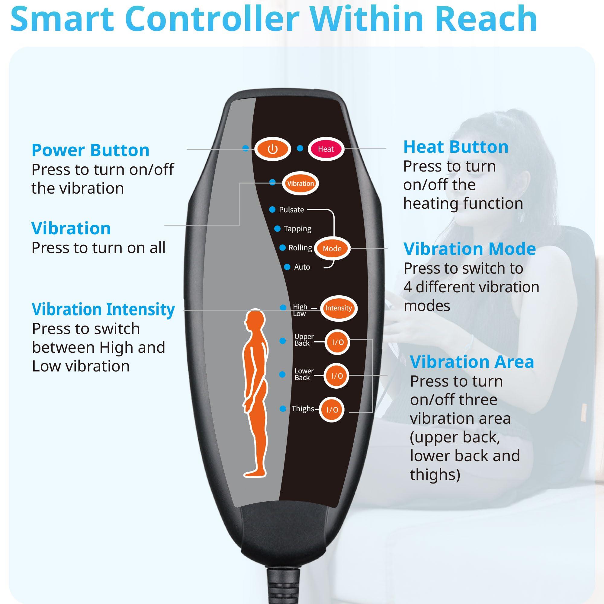 CARSHION CARSHION 10 Vibration Motors, Massage Seat Cushion with Heat,Back Massager for Chair Back Massager Heated Seat Cover Massage Chair Pad for Pain Relief Home Office Use