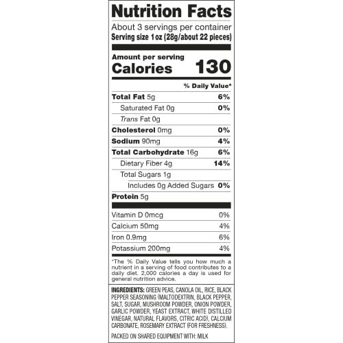 HARVEST SNAPS Harvest Snaps Veggie Chips (Black Pepper Snack Crisps) | Powered by Plant Protein, Gluten Free, Non-GMO Baked Vegetable Crisps | Made in USA (8 Snack Packs)