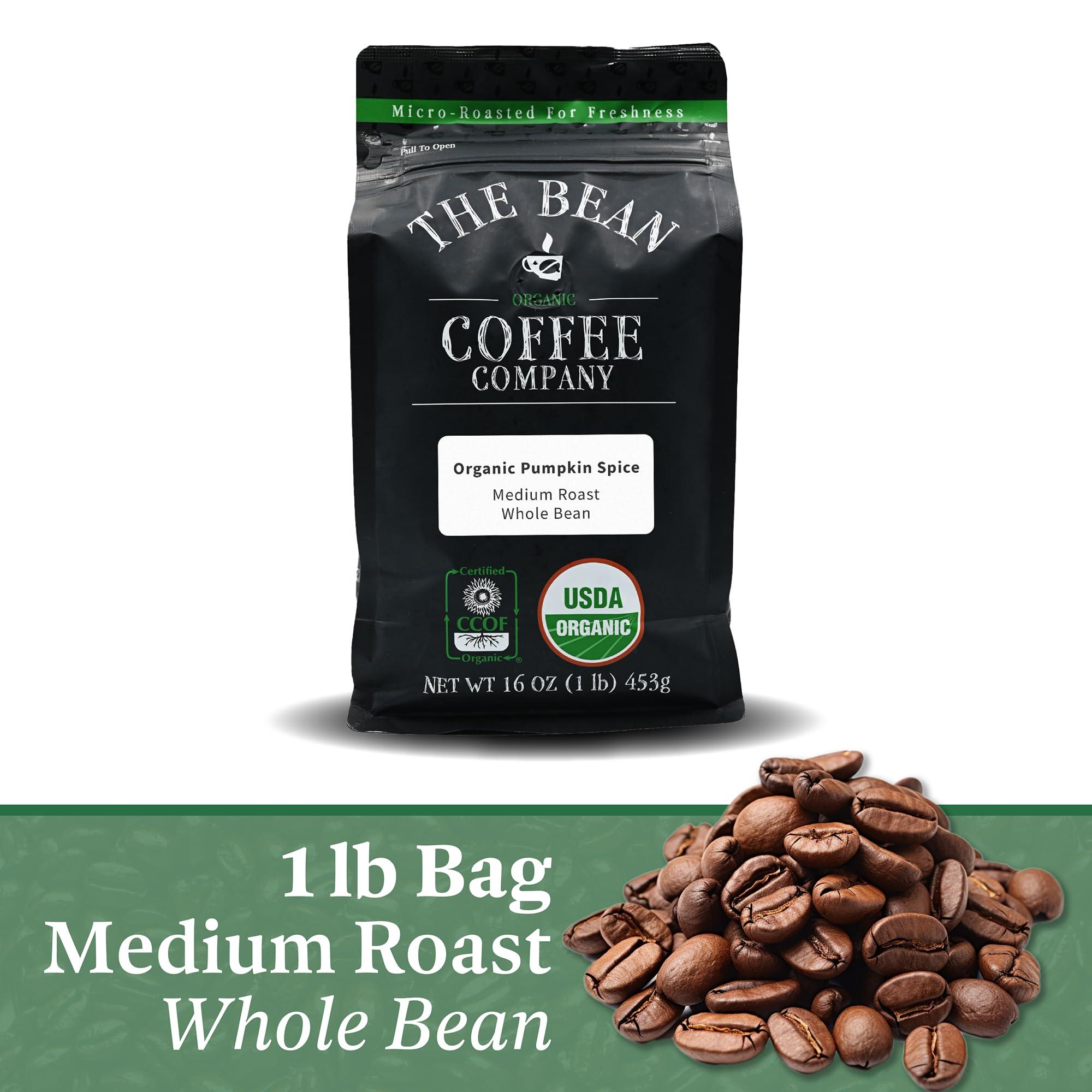 The Bean Coffee Company The Bean Organic Coffee Company Pumpkin Spice, Medium Roast, Whole Bean Coffee, 16-Ounce Bag