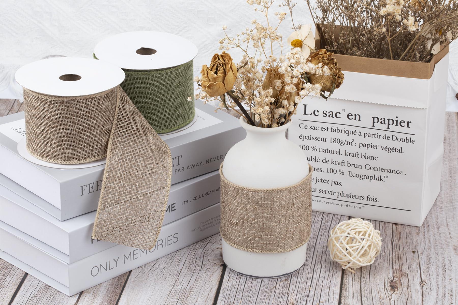 Zofrud Zofrud Lt. Blue Burlap Ribbon - 2.5 Inch x 10 Yards | Faux Jute Wired Ribbon for Wreaths, Christmas Decorations, Rustic Weddings, and Large Bow