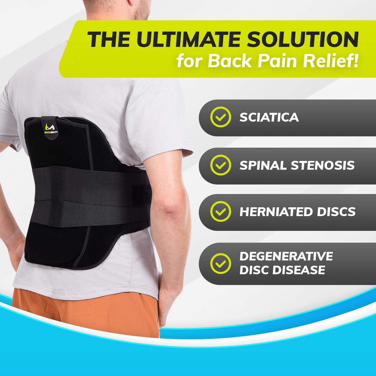BraceAbility BraceAbility LSO Back Brace for Herniated, Degenerative & Bulging Disc Pain Relief, Sciatica, Spine Stenosis | Medical Lumbar Support Device for Post Surgery & Fractures with Hot/Cold Therapy (2XL)