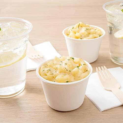 Restaurantware Restaurantware Pulp Tek 5 Ounce Earth-Friendly Coffee Cups, 100 Disposable Party Cups - For Hot Or Cold Drinks, Microwavable, White Bagasse Sustainable Cups, Made From Sugarcane, Freezable