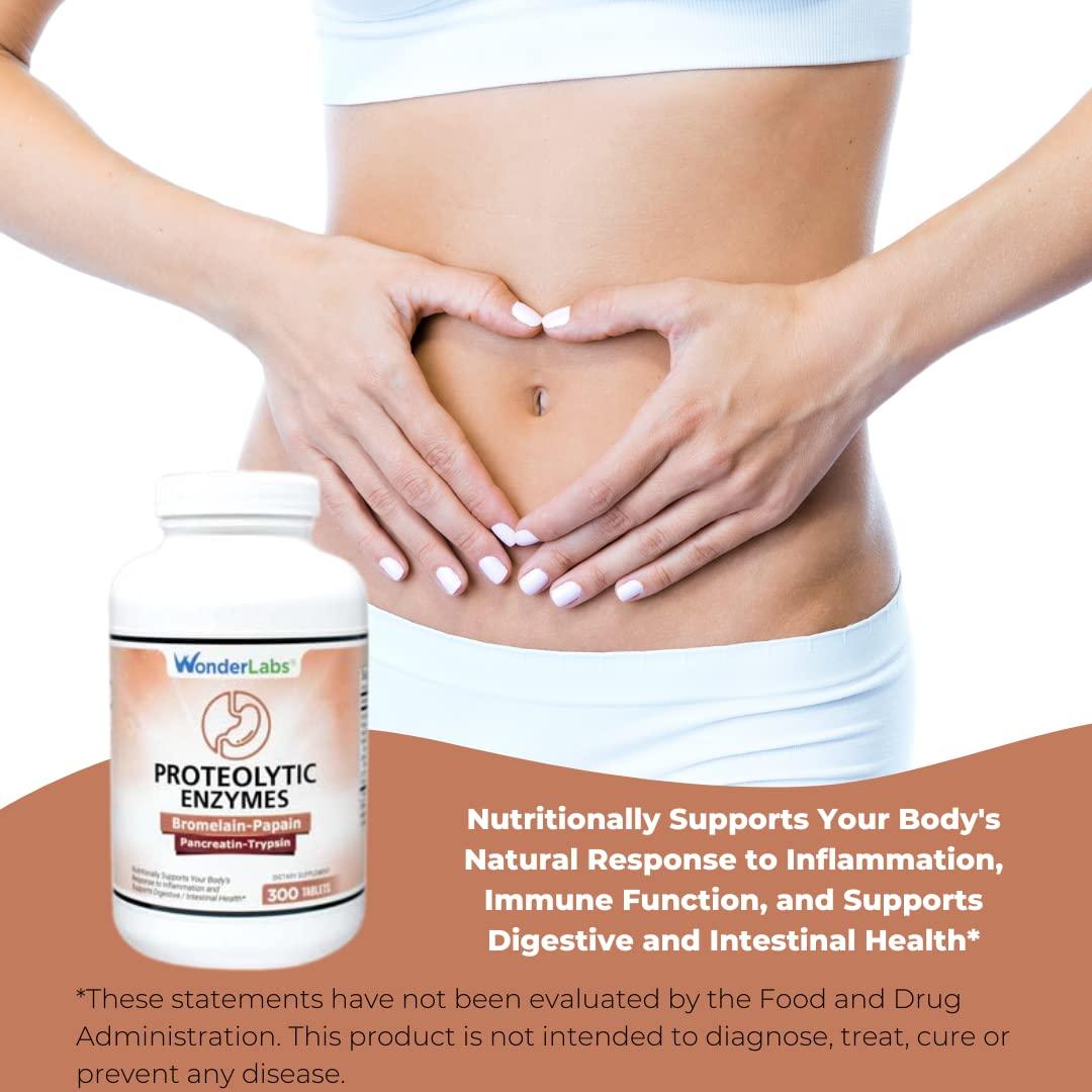 Wonder Laboratories Wonder Laboratories Proteolytic Enzymes | Bromelain Papain Pancreatin Trypsin 550 mg Total with Standardized Amylase, Lipase, and Protease, 300 Tablets