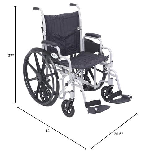 Drive Medical Drive Medical TR20 Poly-Fly Transport Wheelchair, Silver