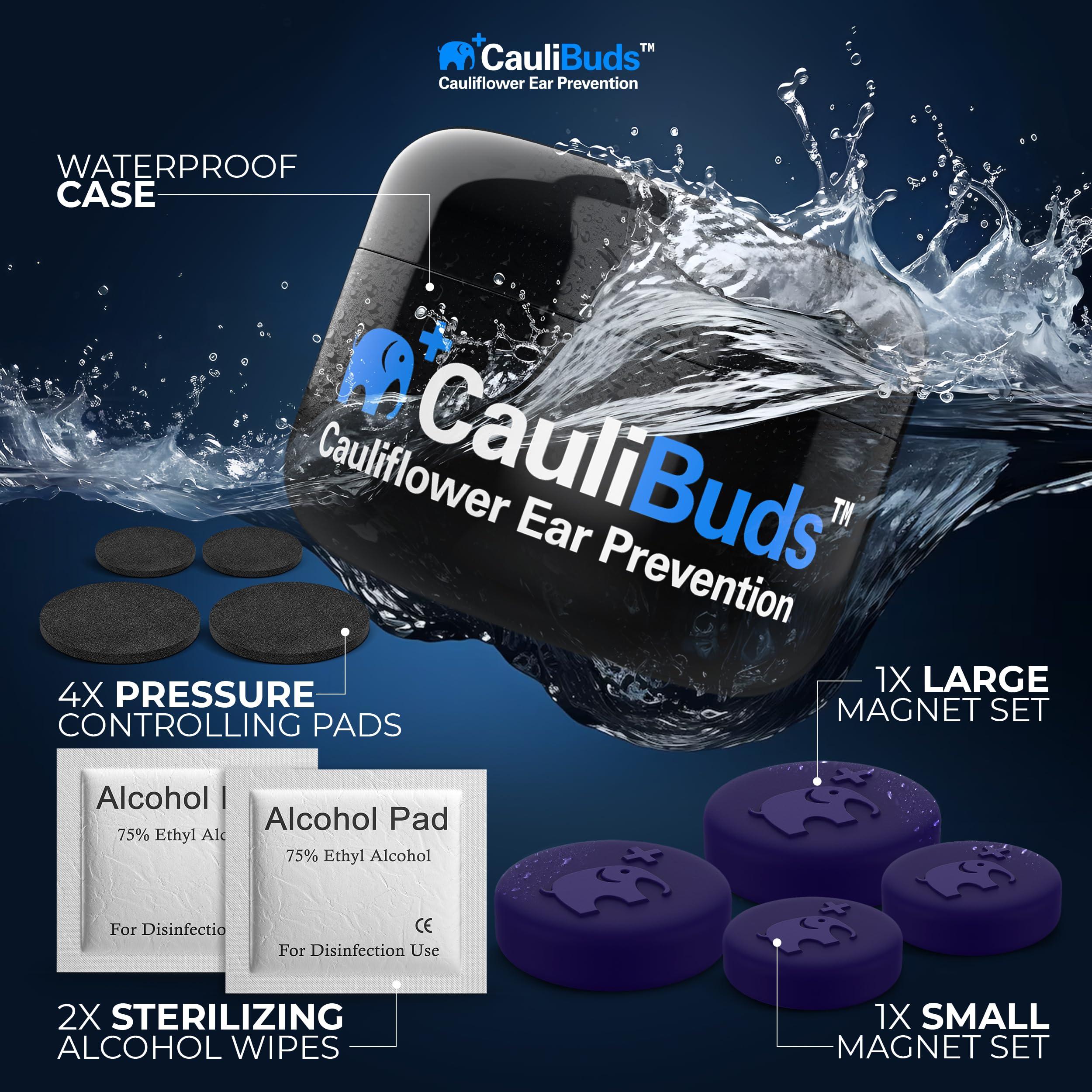 CauliBuds Caulibuds Cauliflower Ear Magnets - Premium Silicone Magnet Compression Kit for Cauliflower Ear Prevention & Treatment in BJJ, Wrestling, MMA, & Rugby - Minimize Ear Draining (Purple)