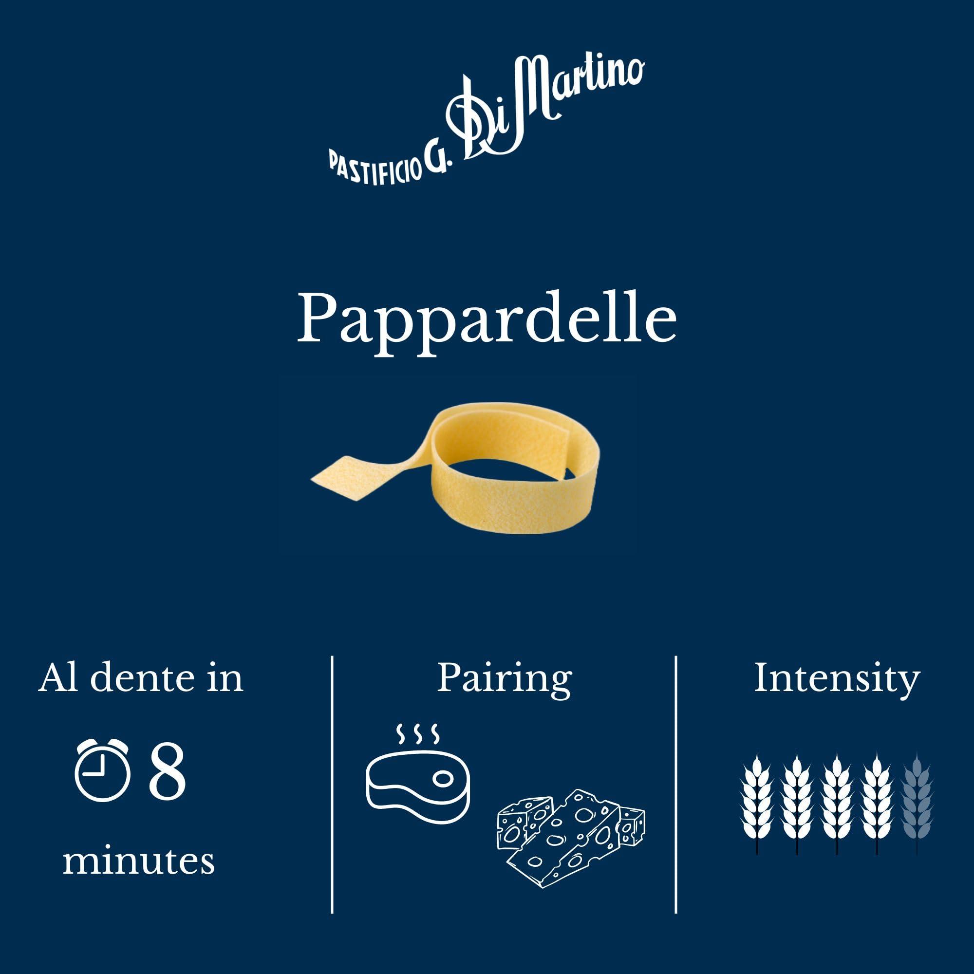 PASTIFICIO G. DI MARTINO Pastificio Di Martino - Pappardelle Pasta 16oz (12 Packs), Non-GMO Organic Pasta Made in Italy with 100% Italian Durum Semolina Wheat - Healthy, Italian Pasta High in Protein & Fiber, Bronze Die