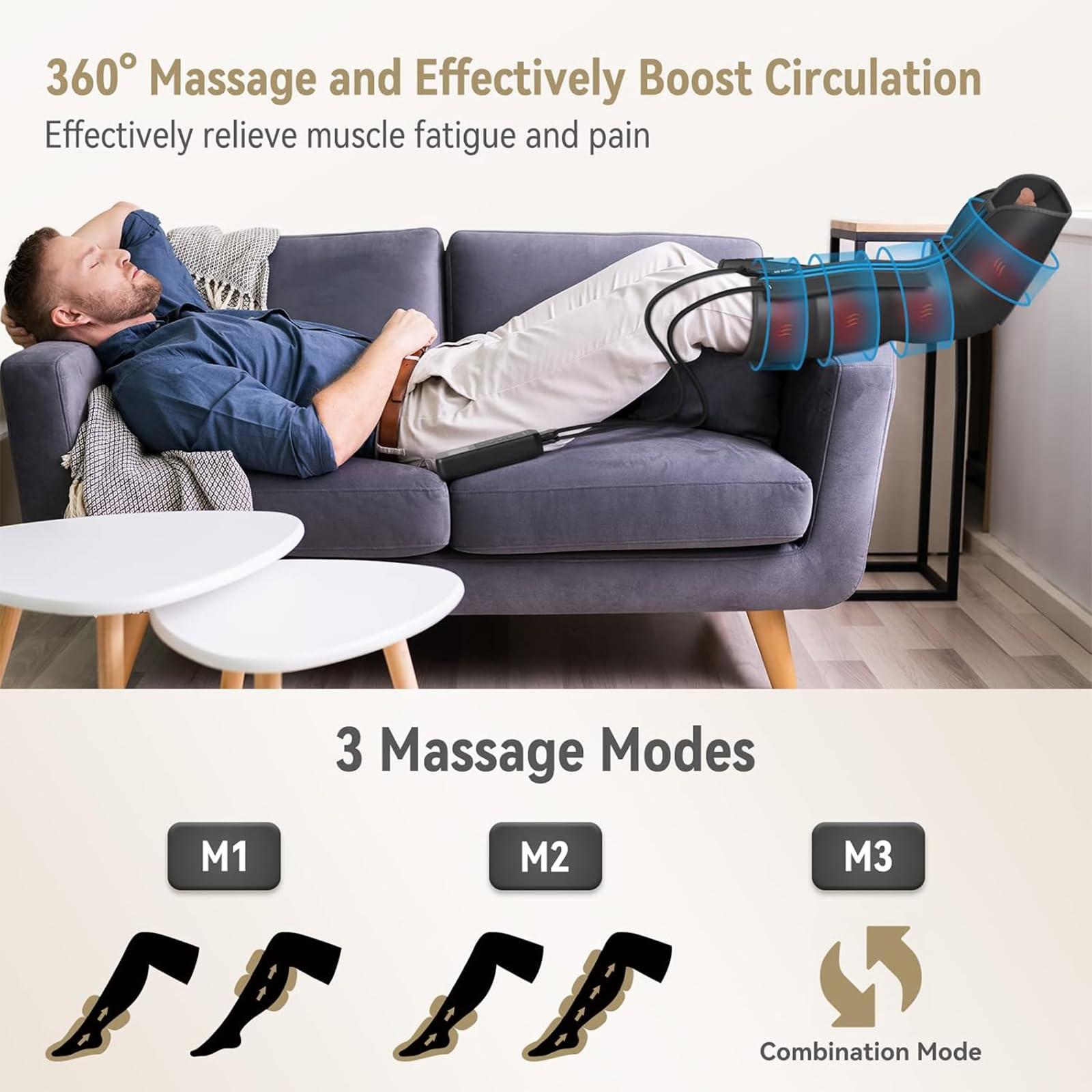 FIT KING FIT KING Leg Massager with Heat - Upgraded Leg Compression Massager for Circulation and Pain Relief, FSA HSA Approved Compression Boot Foot Calf Massager for Edema, Relax Recover - Gift for Dad Mom