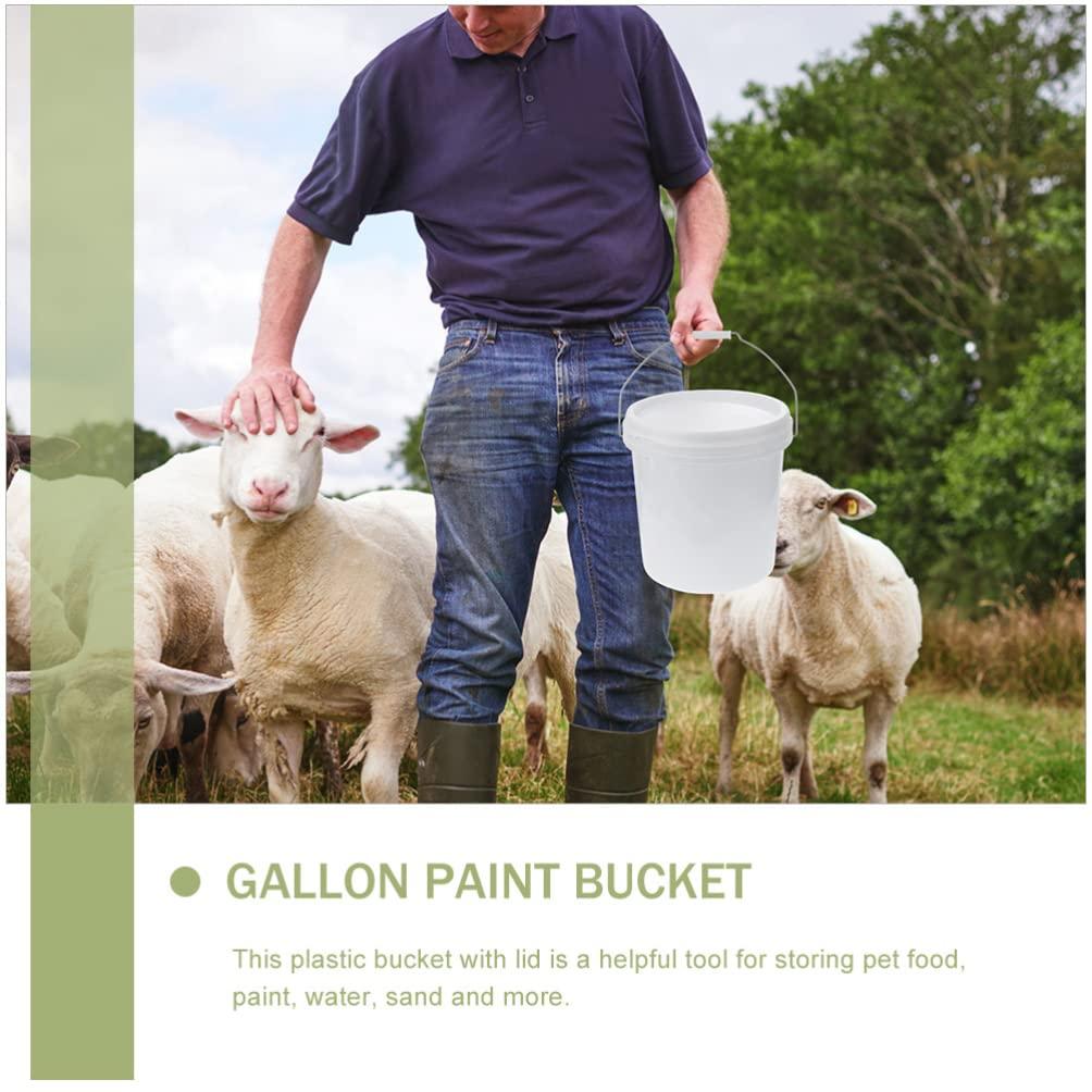 Housoutil Housoutil Water White Plastic Bucket with Handle Lid 8L Ice Cream Tub Heavy Duty Portable All Pail Bucket Container for Food Toy Treasure 5 Gallon Bucket 5 Gallon Bucket 5 Gallon Bucket