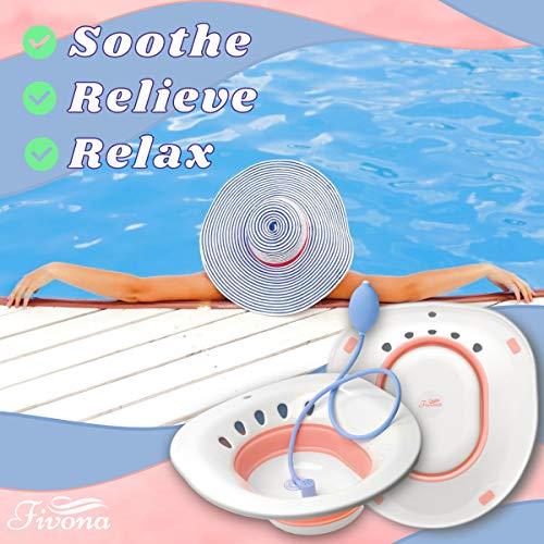 FIVONA Fivona Sitz Bath for Toilet Seat with Massage Hand Flusher; Postpartum Care and Hemorrhoid Treatment; BPA Free V-Steaming Kit; Perfect for Perineal Soak and Portable Bidet