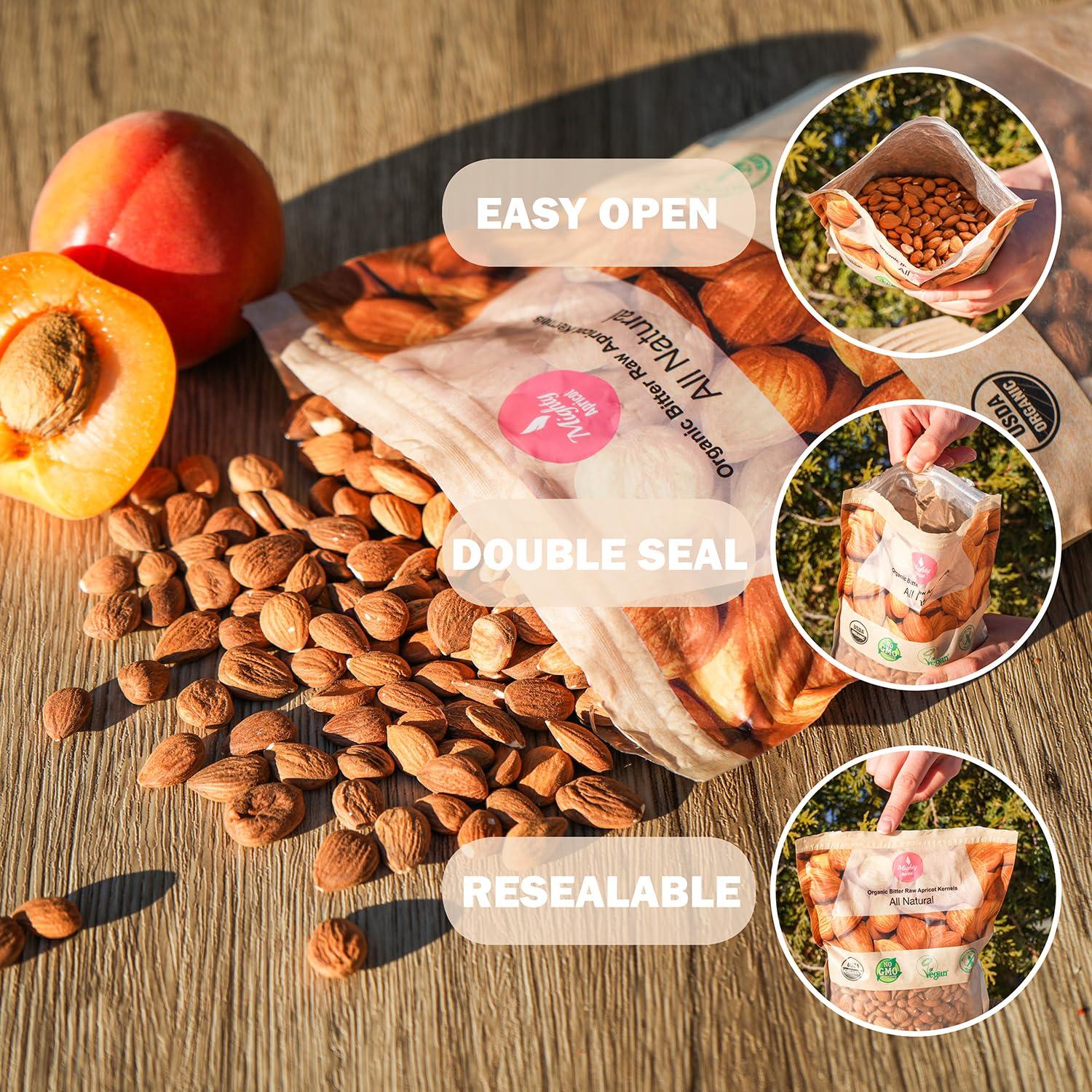 Mighty Apricot Mighty Apricot USDA Organic Bitter Apricot Kernels(1LB) 16oz, Natural Raw Bitter Apricot Seeds, Vegan, Non-GMO, Gluten Free, Great source of Vitamin B17 and B15