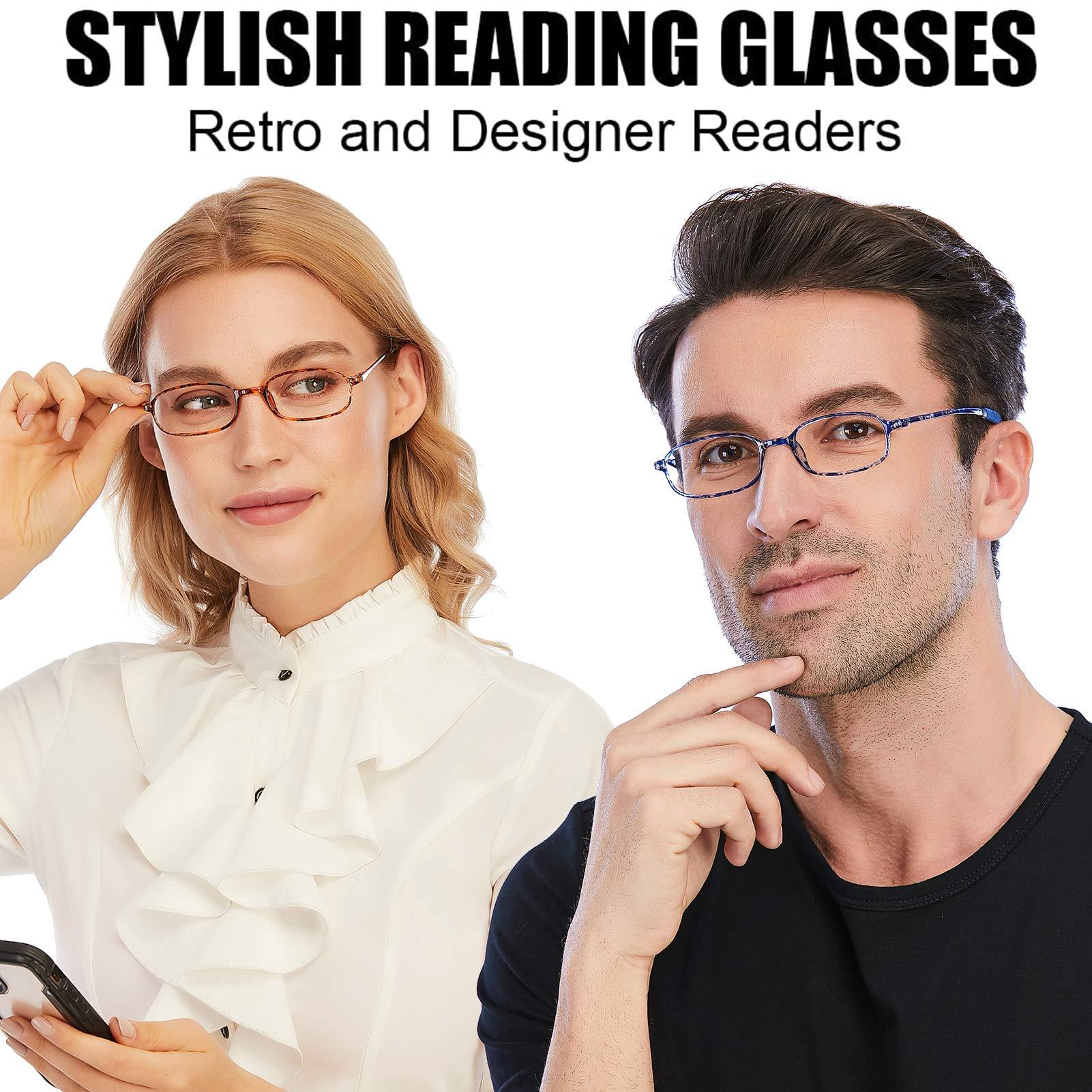 AQWANO AQWANO Flexible Reading Glasses Computer Blue Light Blocking Lightweight TR90 UV400 Protection Readers for Women Men, 3.0